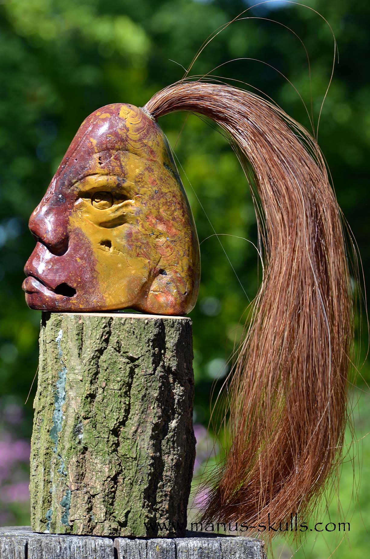 Red ~Yellow ~ Green Jasper Tribal Skull #50