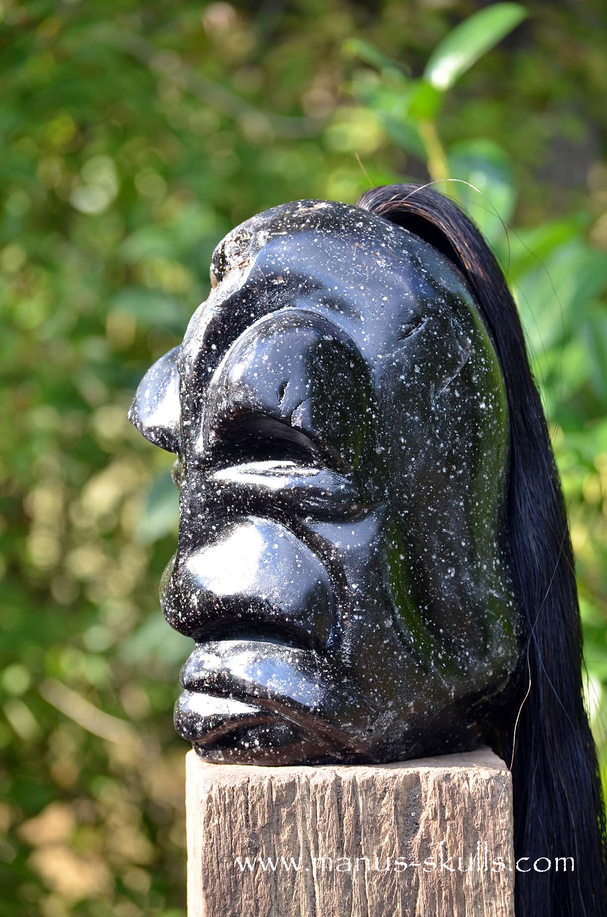 Spiderweb Obsidian Tribal Skull Chief #068