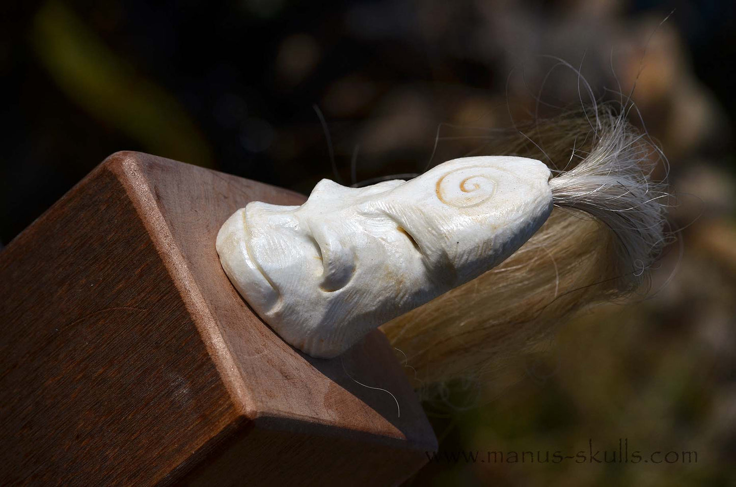 White Steatite Tribal Skull Spiral  #025