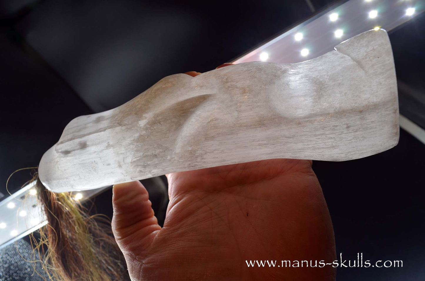 White Selenite Tribal Skull #036