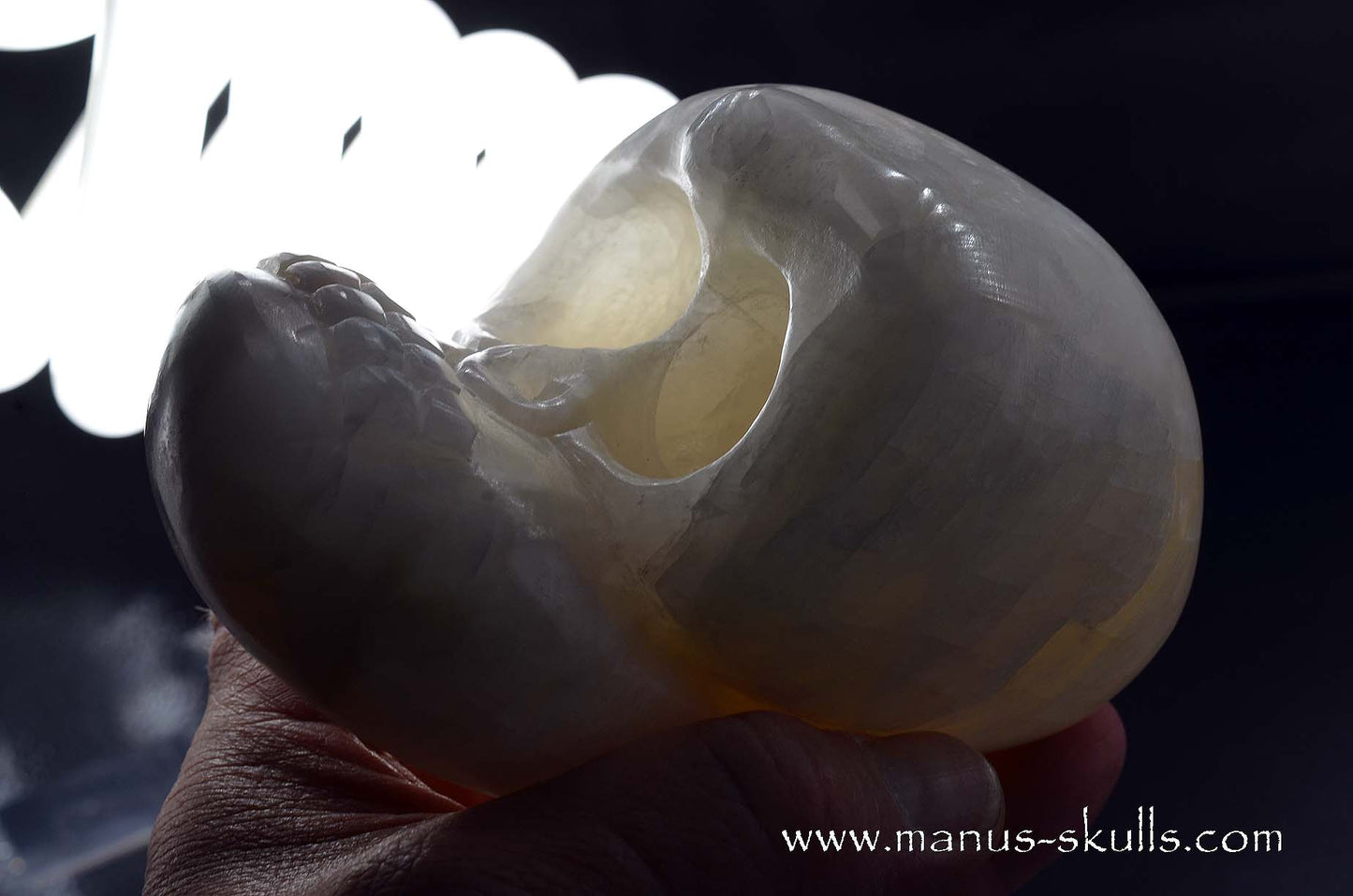 White Calcite Evolian Skull #06