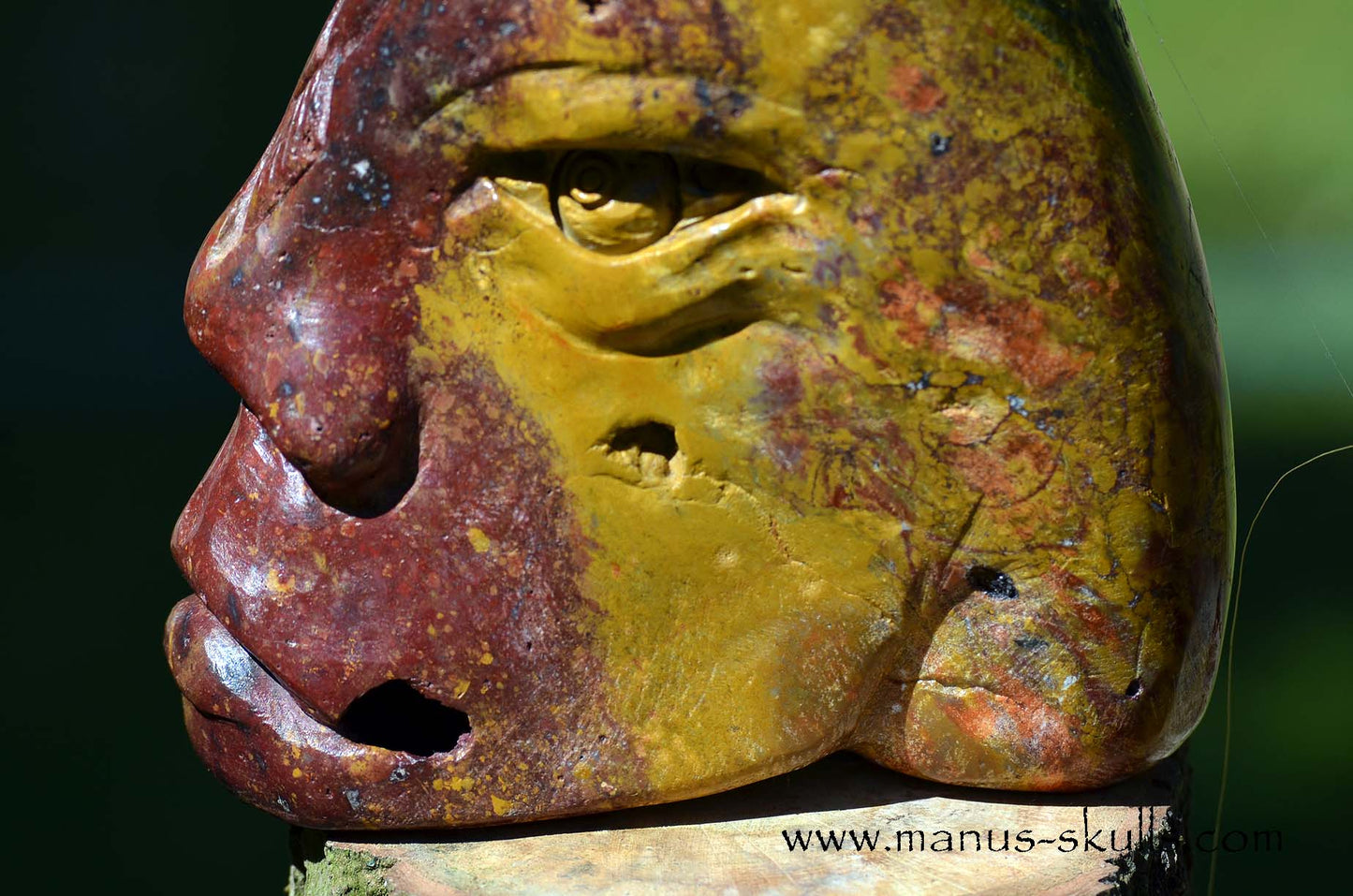 Red ~Yellow ~ Green Jasper Tribal Skull #50
