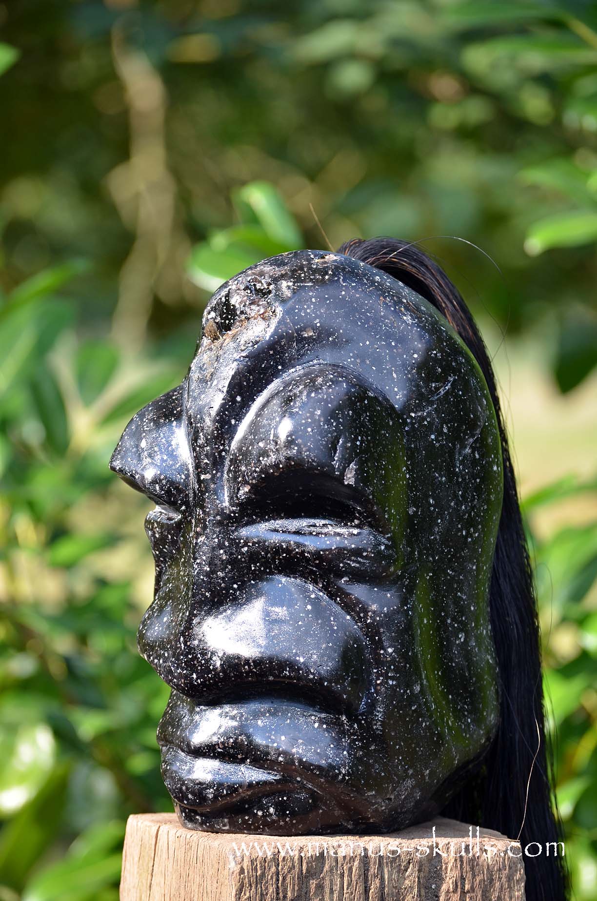 Spiderweb Obsidian Tribal Skull Chief #068