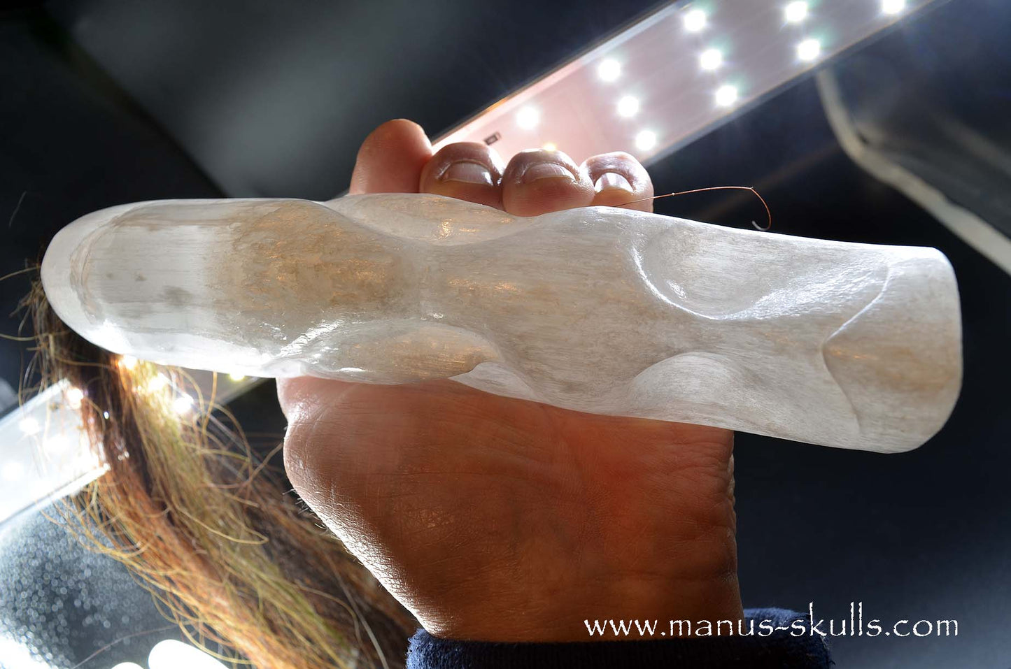 White Selenite Tribal Skull #036