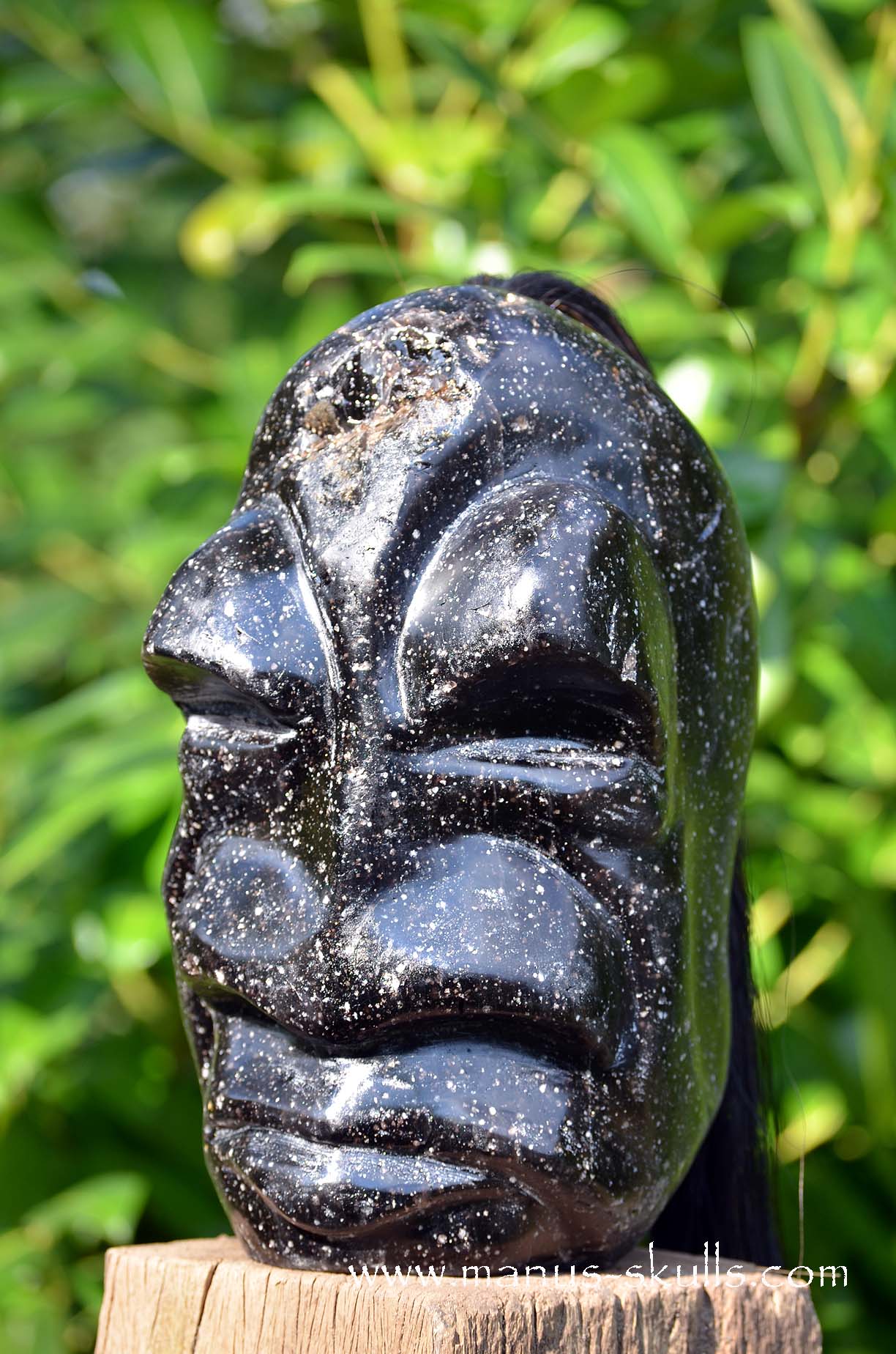 Spiderweb Obsidian Tribal Skull Chief #068