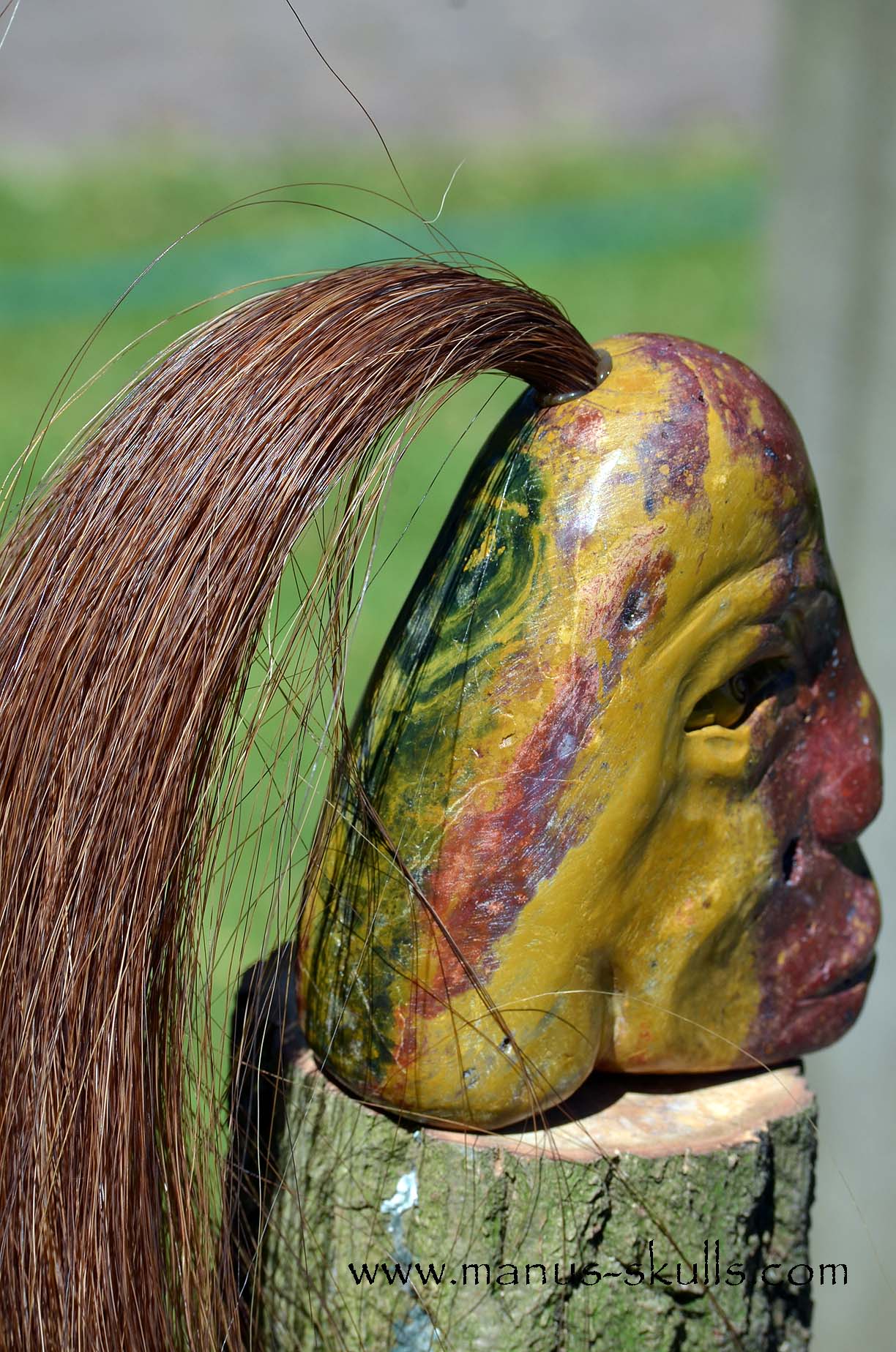 Red ~Yellow ~ Green Jasper Tribal Skull #50