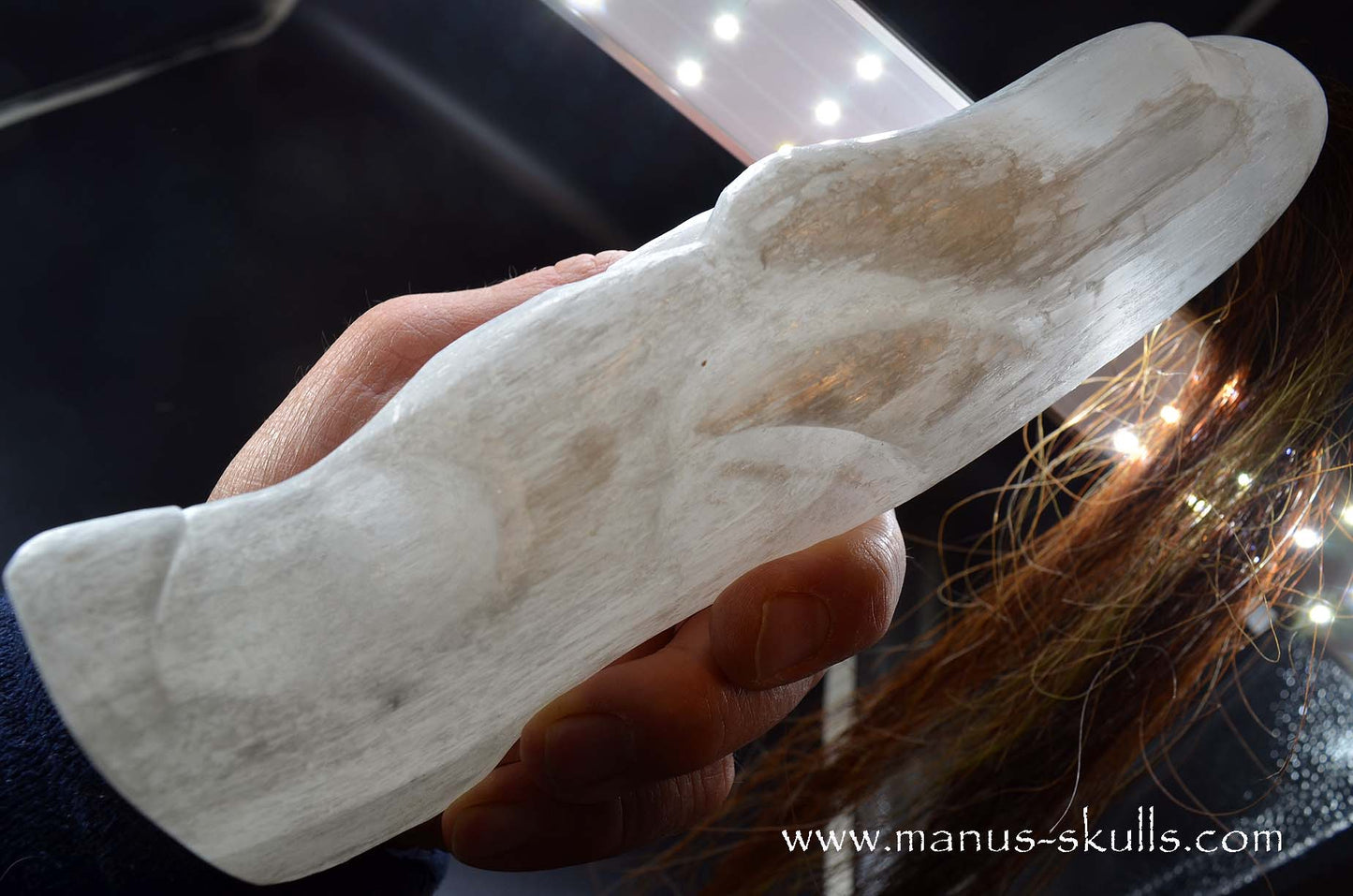 White Selenite Tribal Skull #036