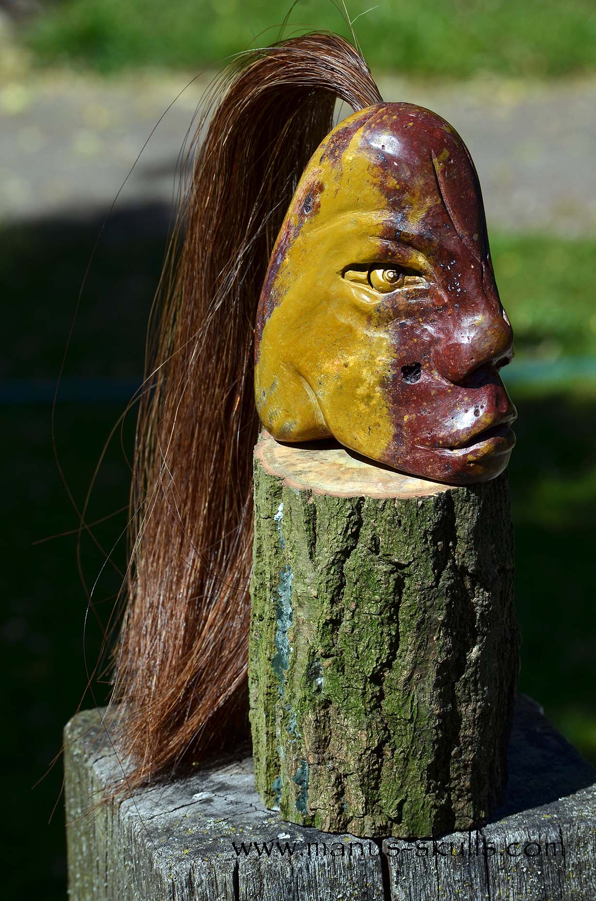 Red ~Yellow ~ Green Jasper Tribal Skull #50