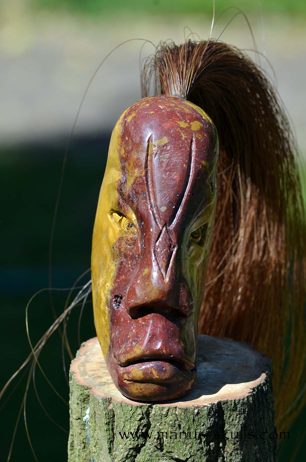 Red ~Yellow ~ Green Jasper Tribal Skull #50