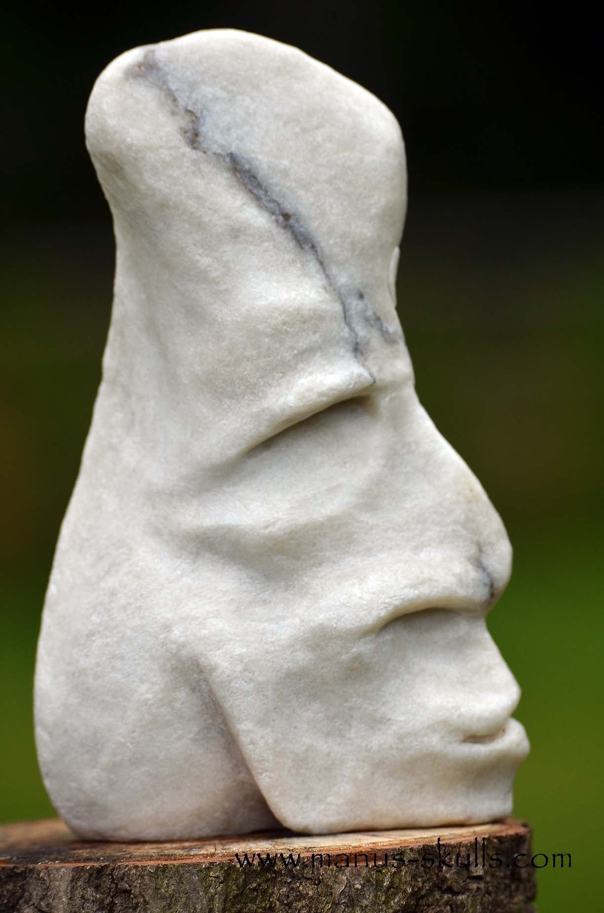 Hairless White Steatite Spiral Tribal Skull #059