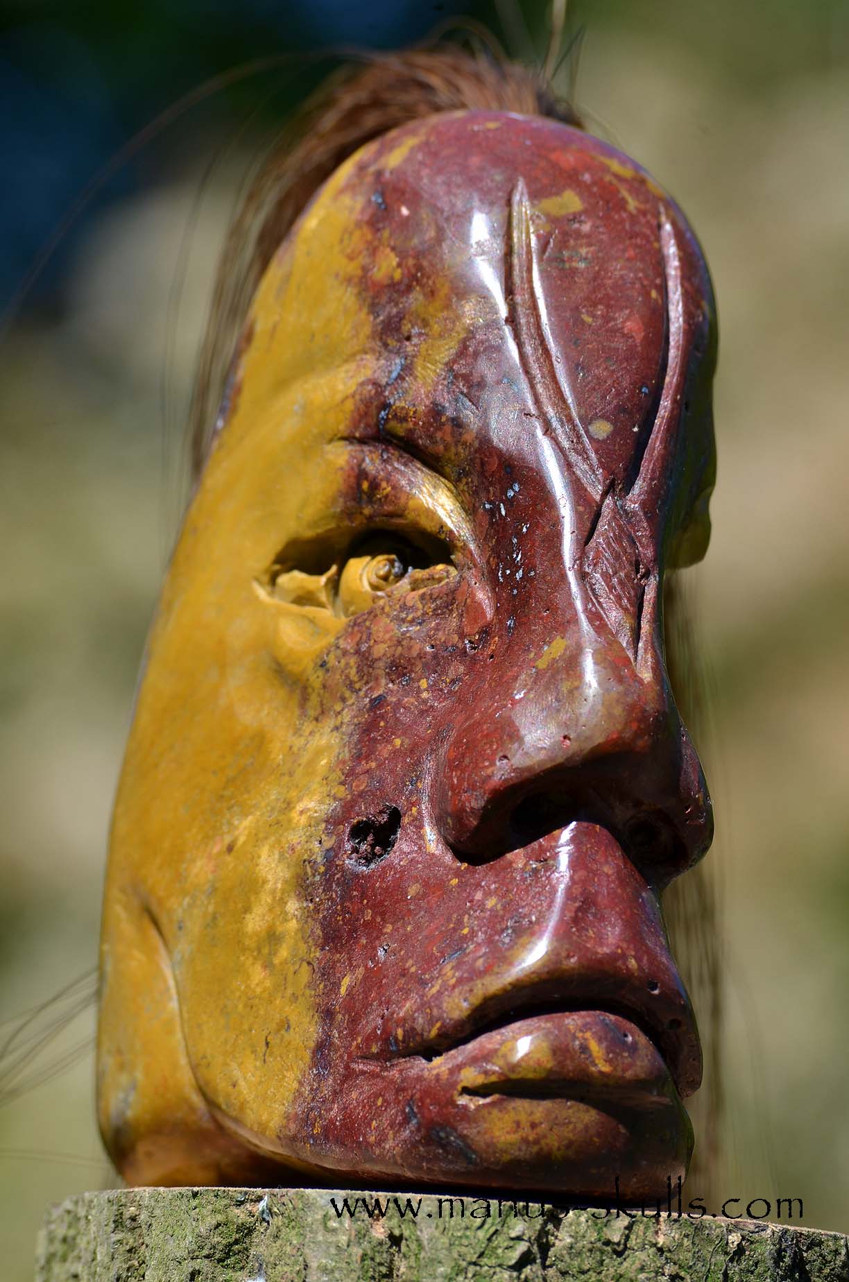 Red ~Yellow ~ Green Jasper Tribal Skull #50