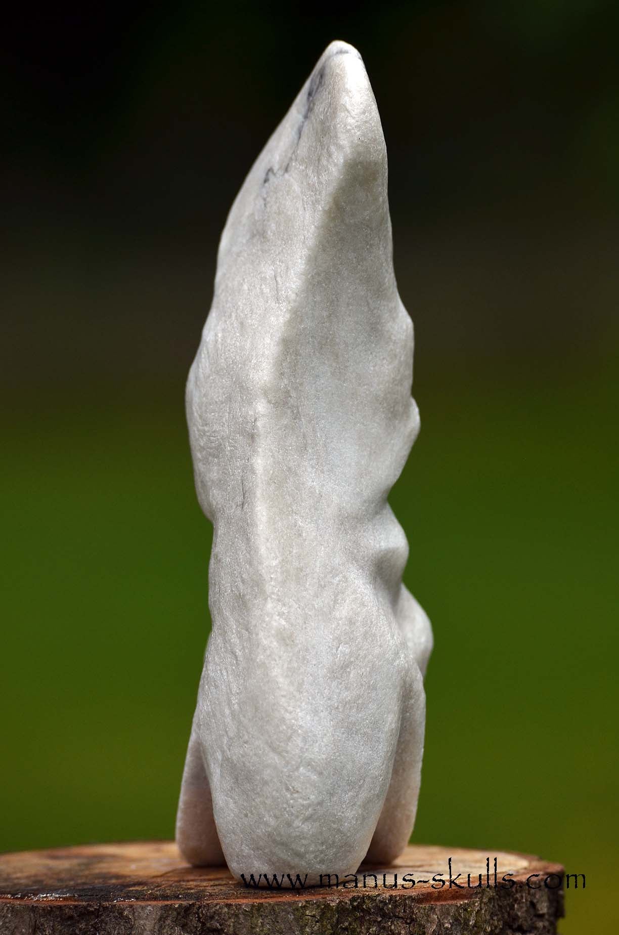 Hairless White Steatite Spiral Tribal Skull #059