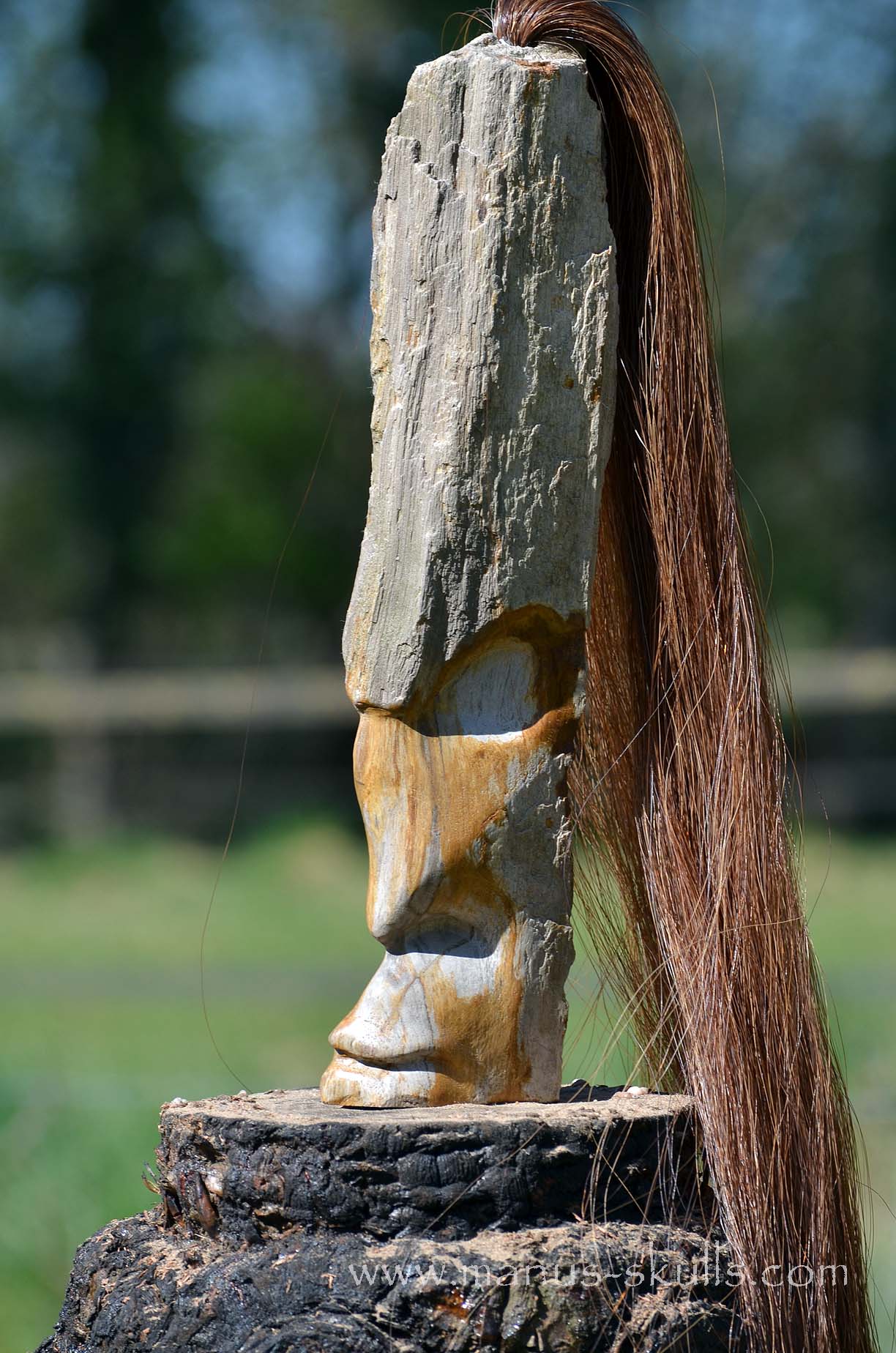 Petrified Wood Tribal Statue #008