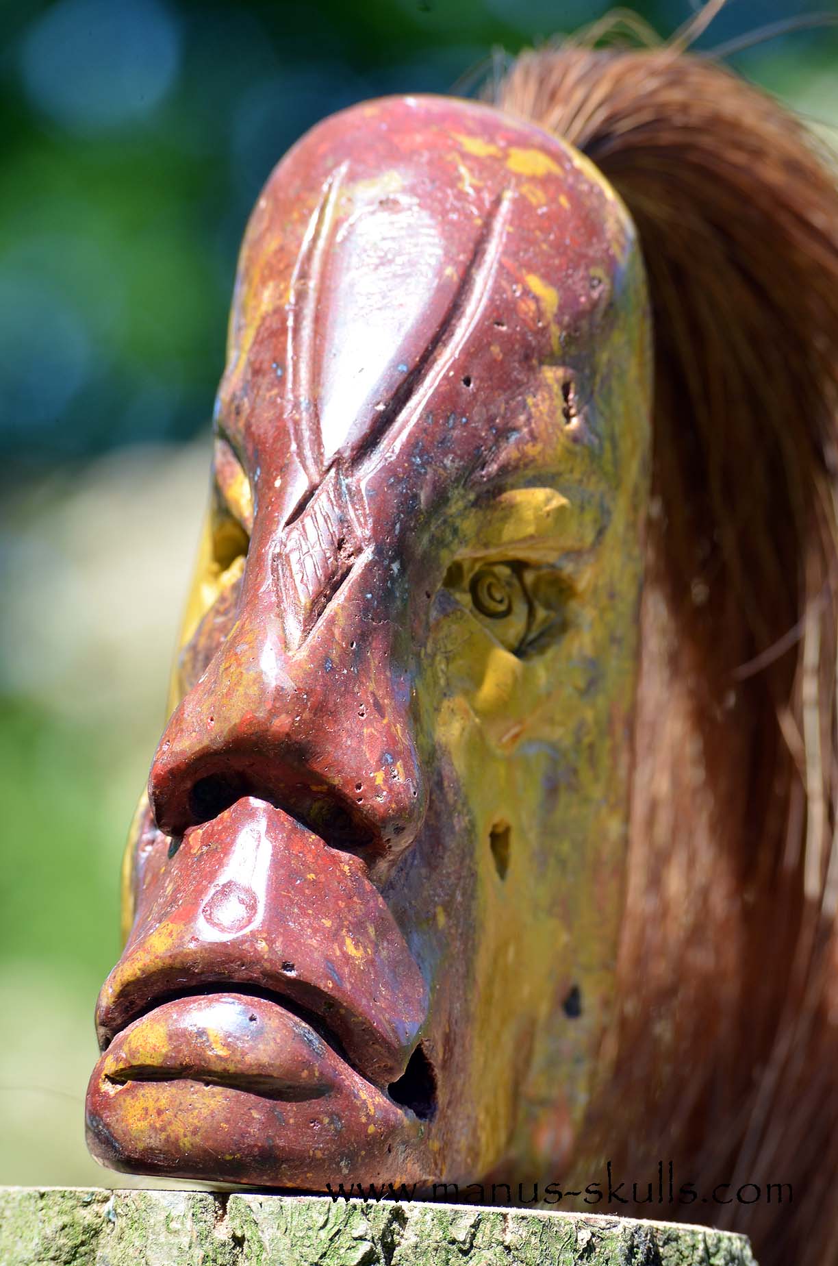 Red ~Yellow ~ Green Jasper Tribal Skull #50