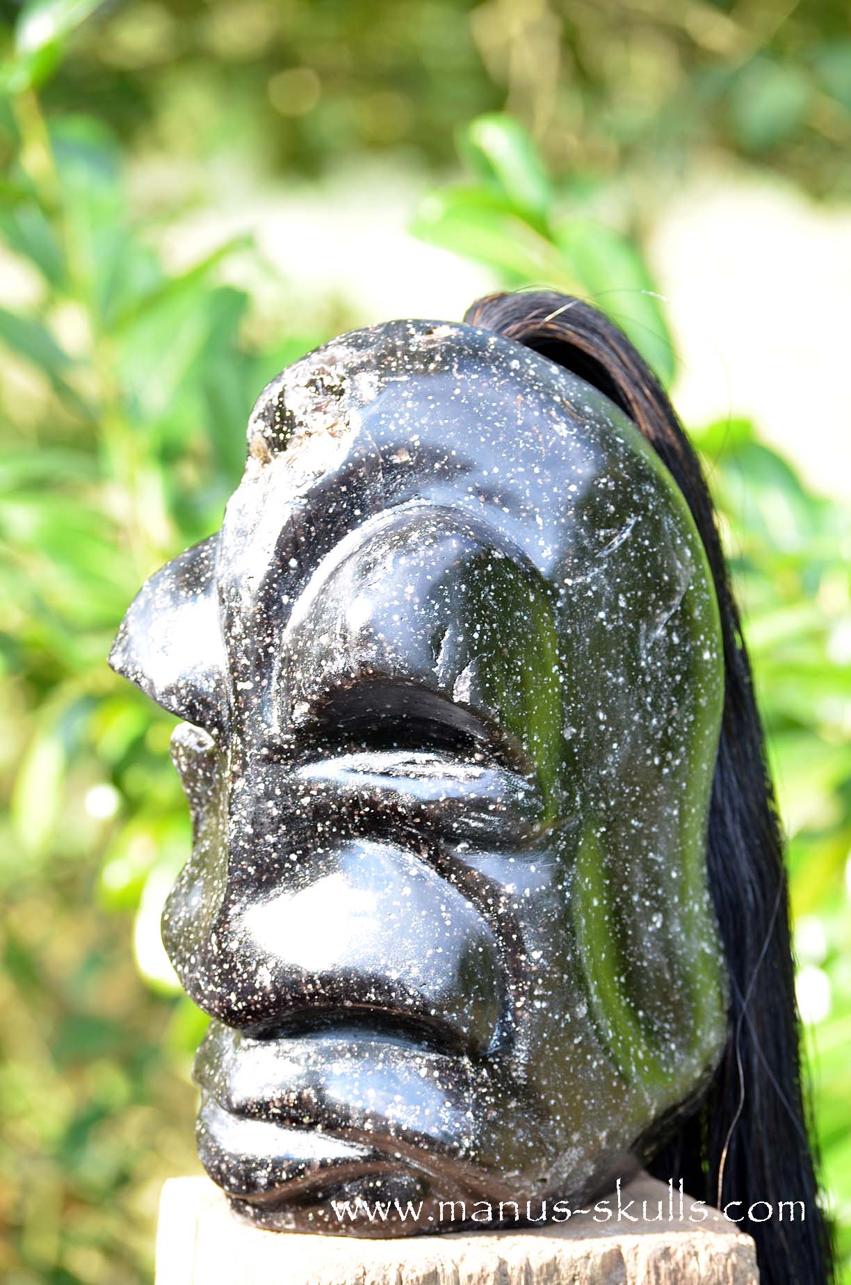 Spiderweb Obsidian Tribal Skull Chief #068