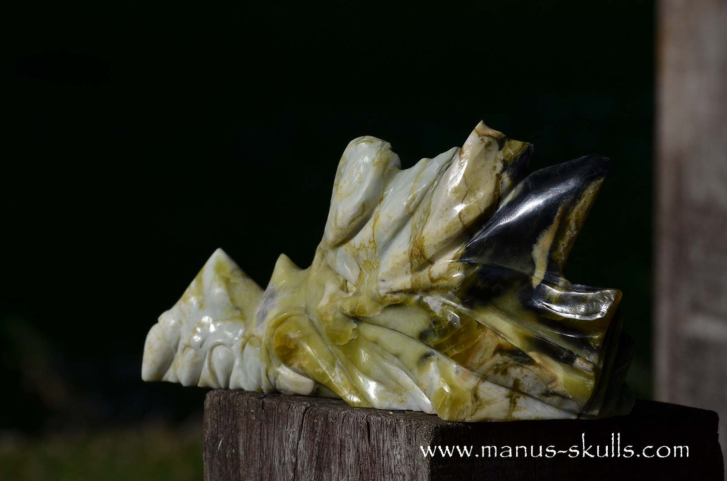 Manus skulls unique Crystal Carvings handmade skulls dragons pendants preseli bluestone tribals spiritual meaning wand Unicorn .. Connemara marble