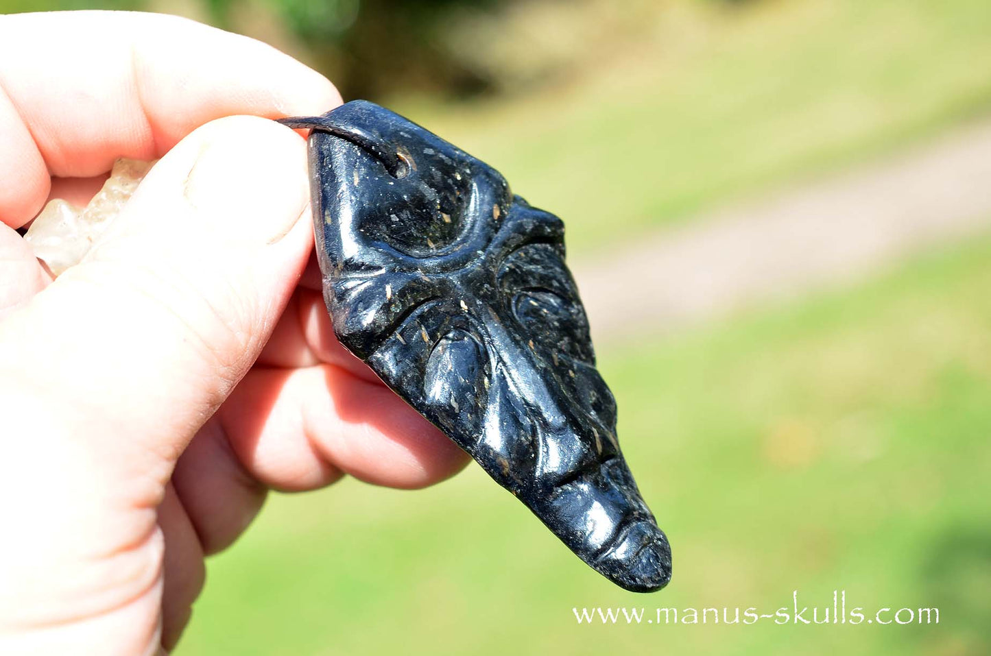 Large Nuummite Tribal Pendant with Libyan Desert Glass Slide bead.