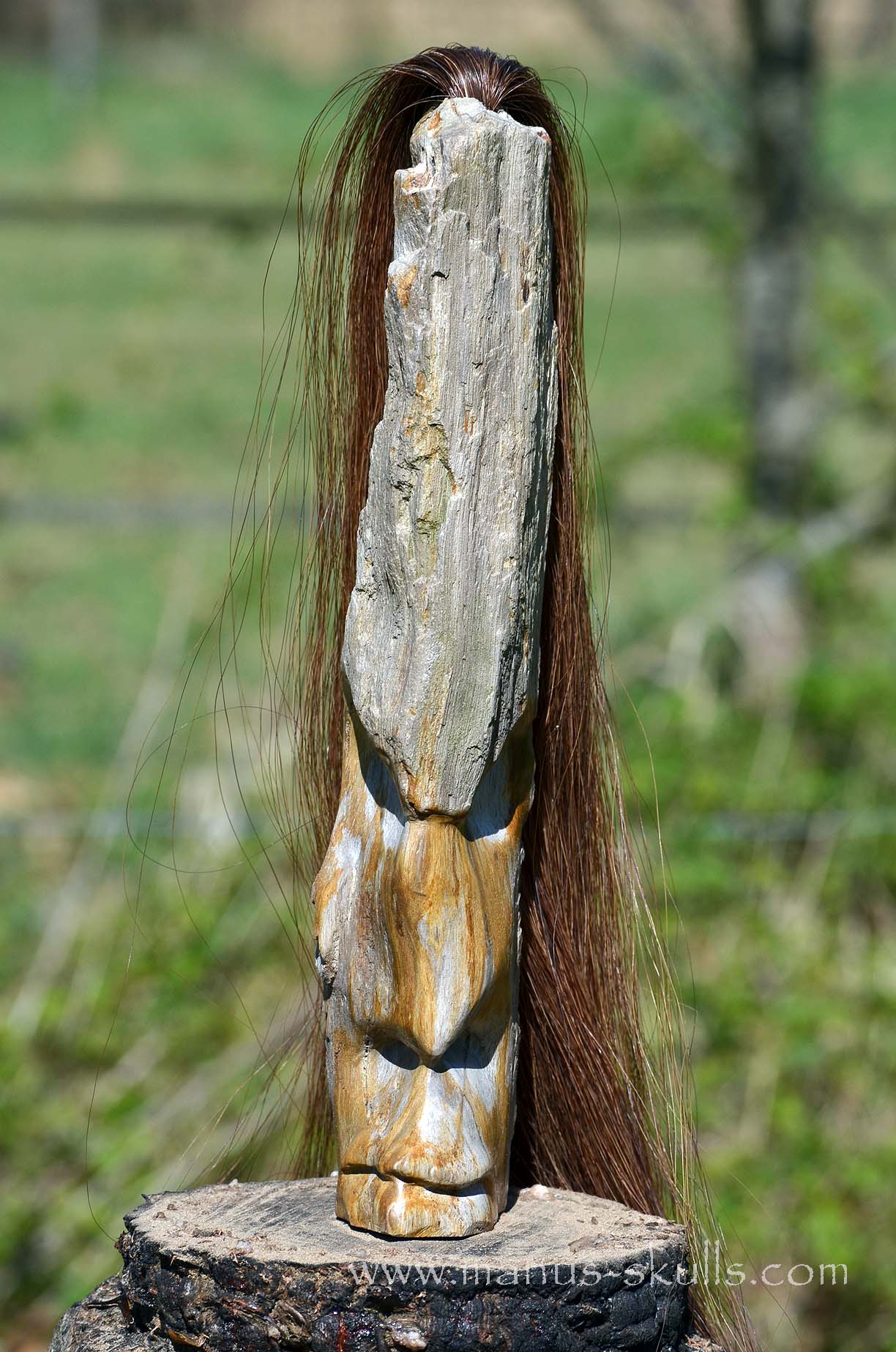 Petrified Wood Tribal Statue #008