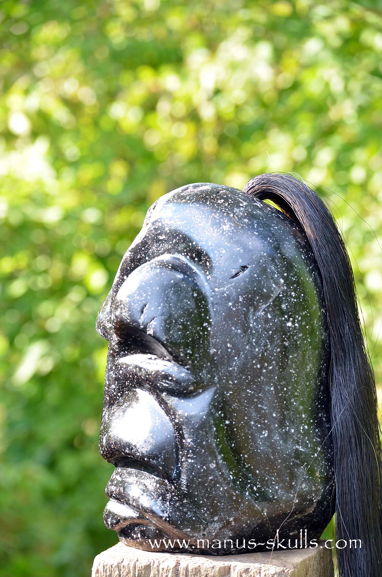 Spiderweb Obsidian Tribal Skull Chief #068