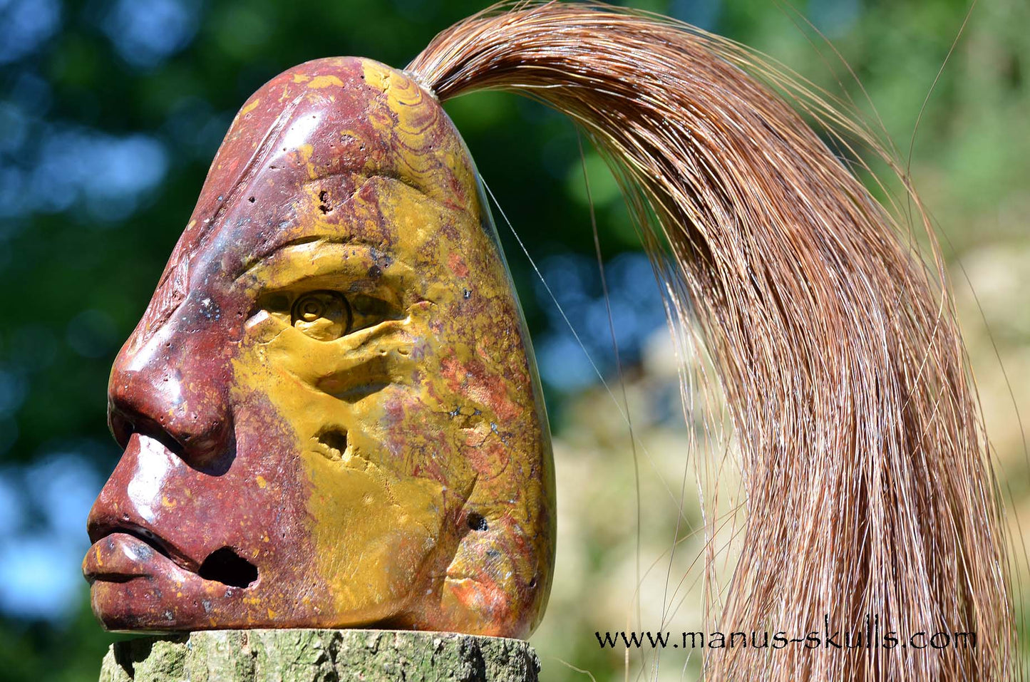 Red ~Yellow ~ Green Jasper Tribal Skull #50