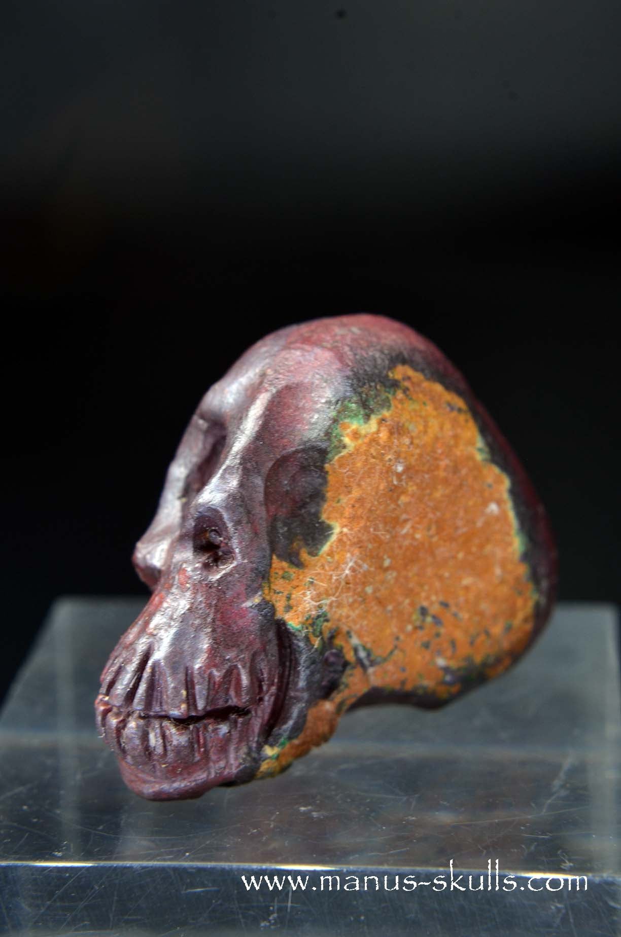Manus skulls unique Crystal Carvings handmade skulls dragons pendants preseli bluestone tribals spiritual meaning wand Unicorn .. cuprite