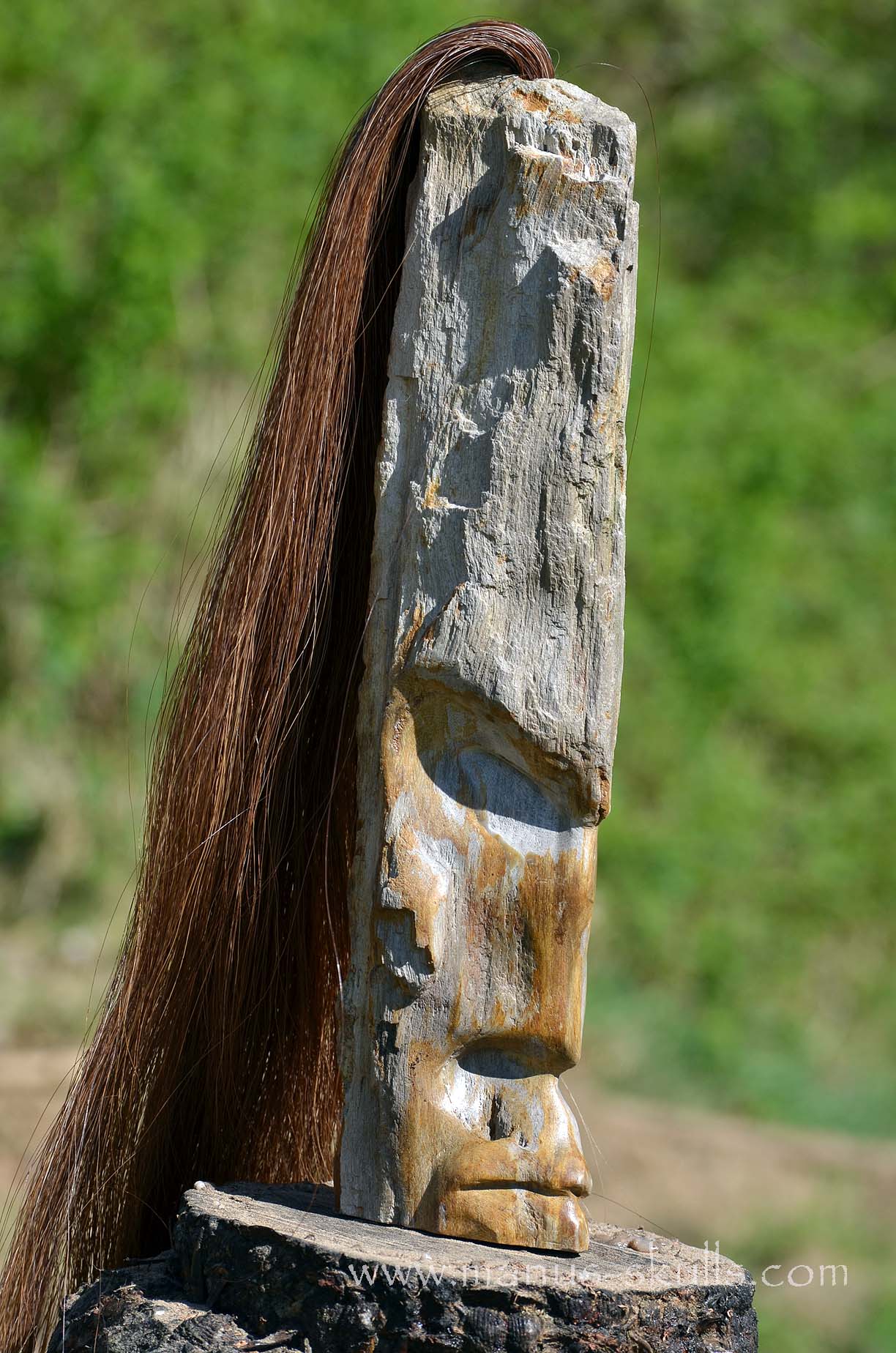 Petrified Wood Tribal Statue #008