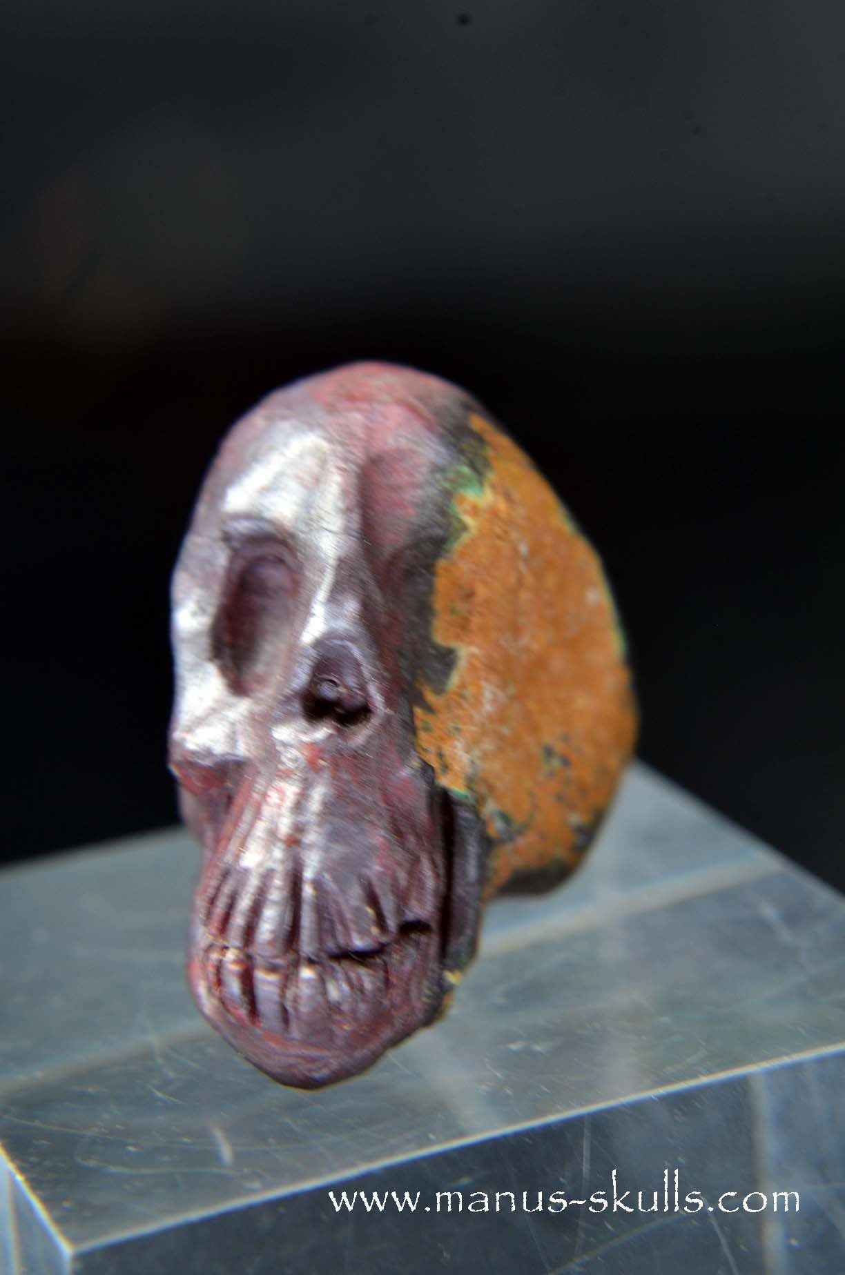 Manus skulls unique Crystal Carvings handmade skulls dragons pendants preseli bluestone tribals spiritual meaning wand Unicorn .. cuprite