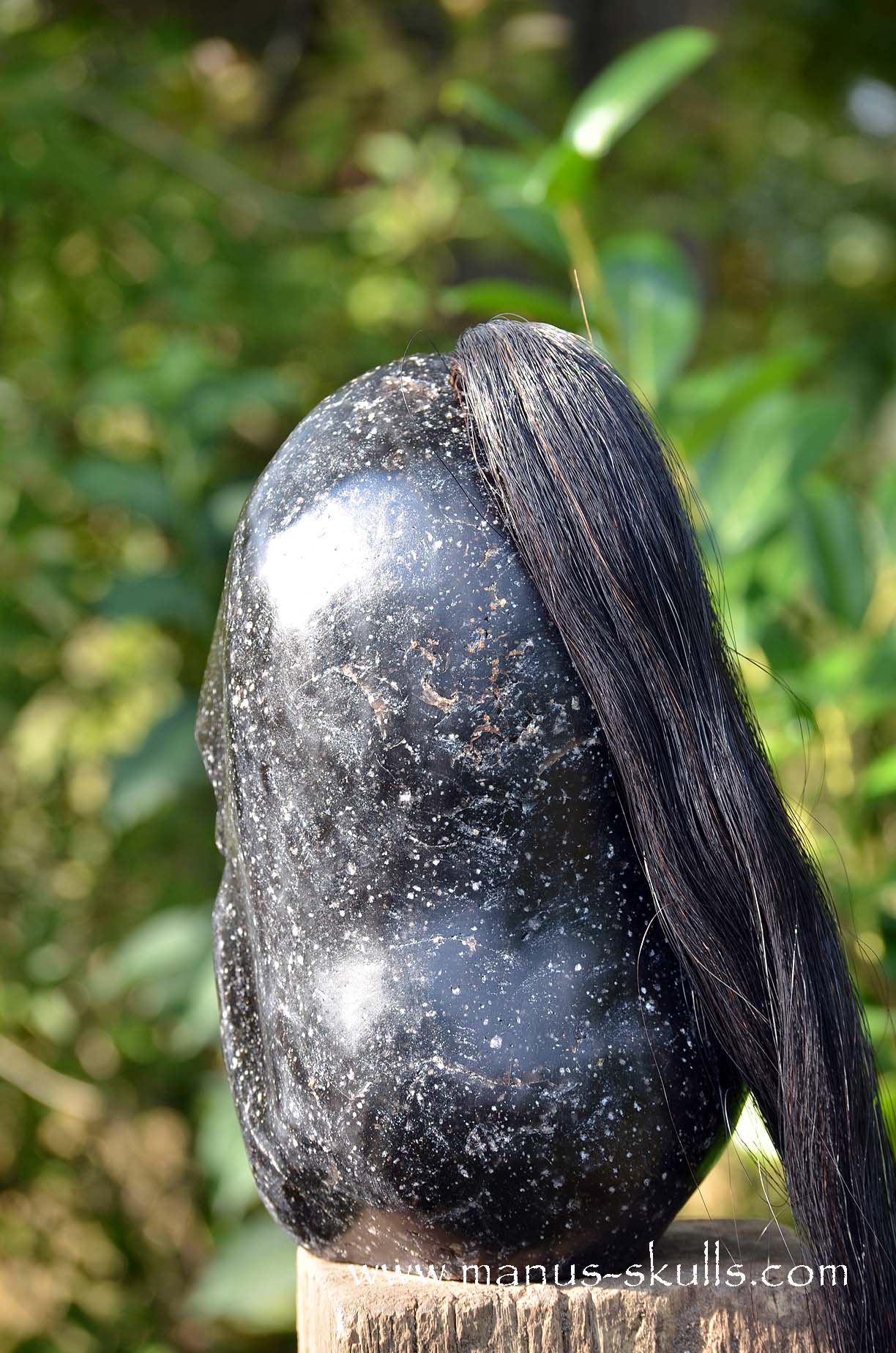 Spiderweb Obsidian Tribal Skull Chief #068