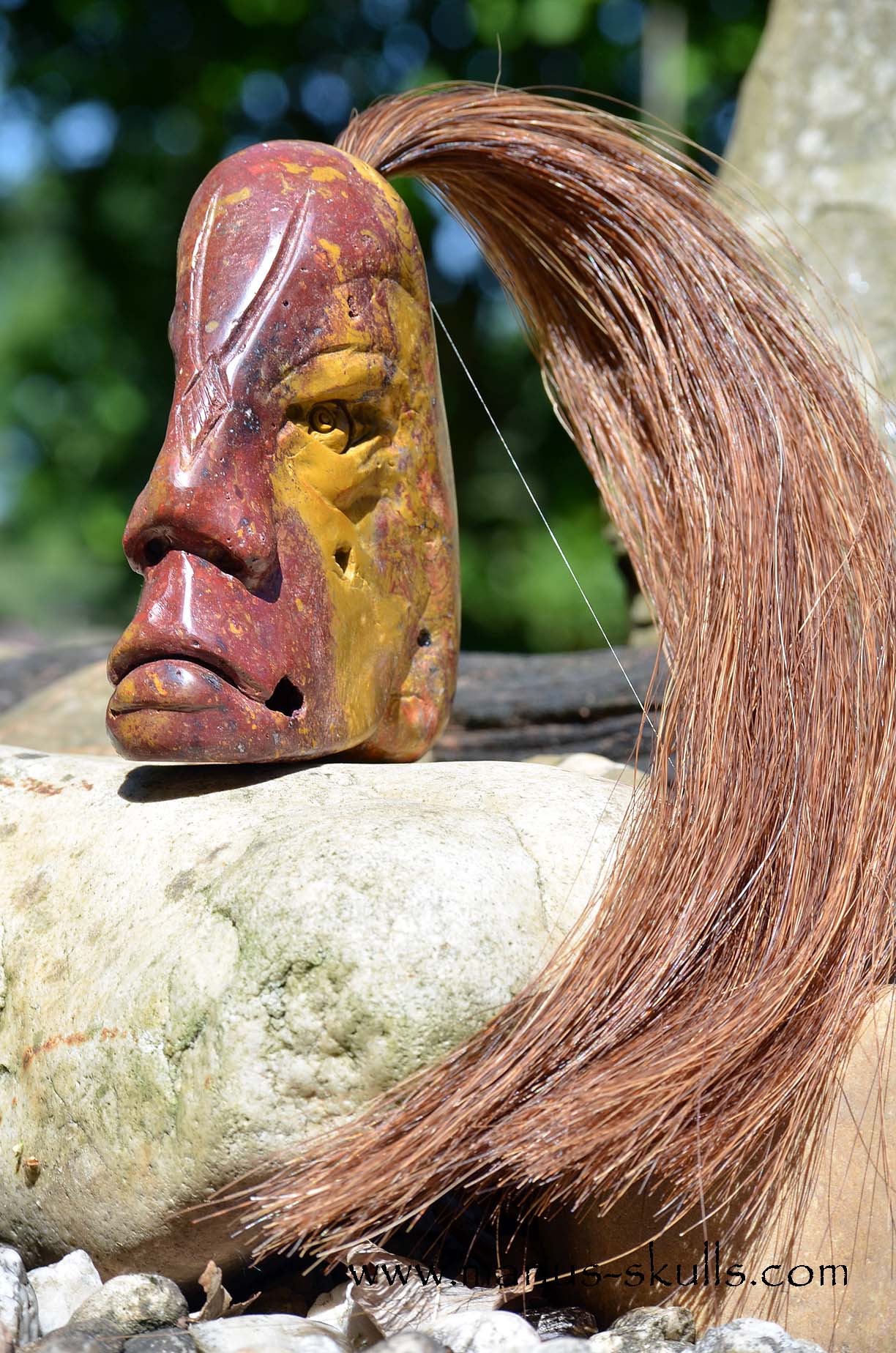 Red ~Yellow ~ Green Jasper Tribal Skull #50