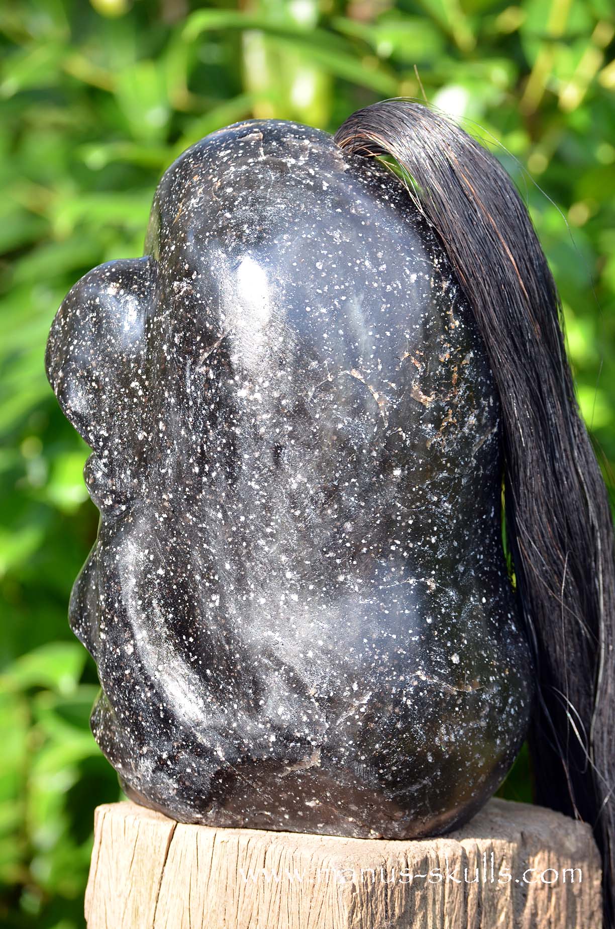 Spiderweb Obsidian Tribal Skull Chief #068