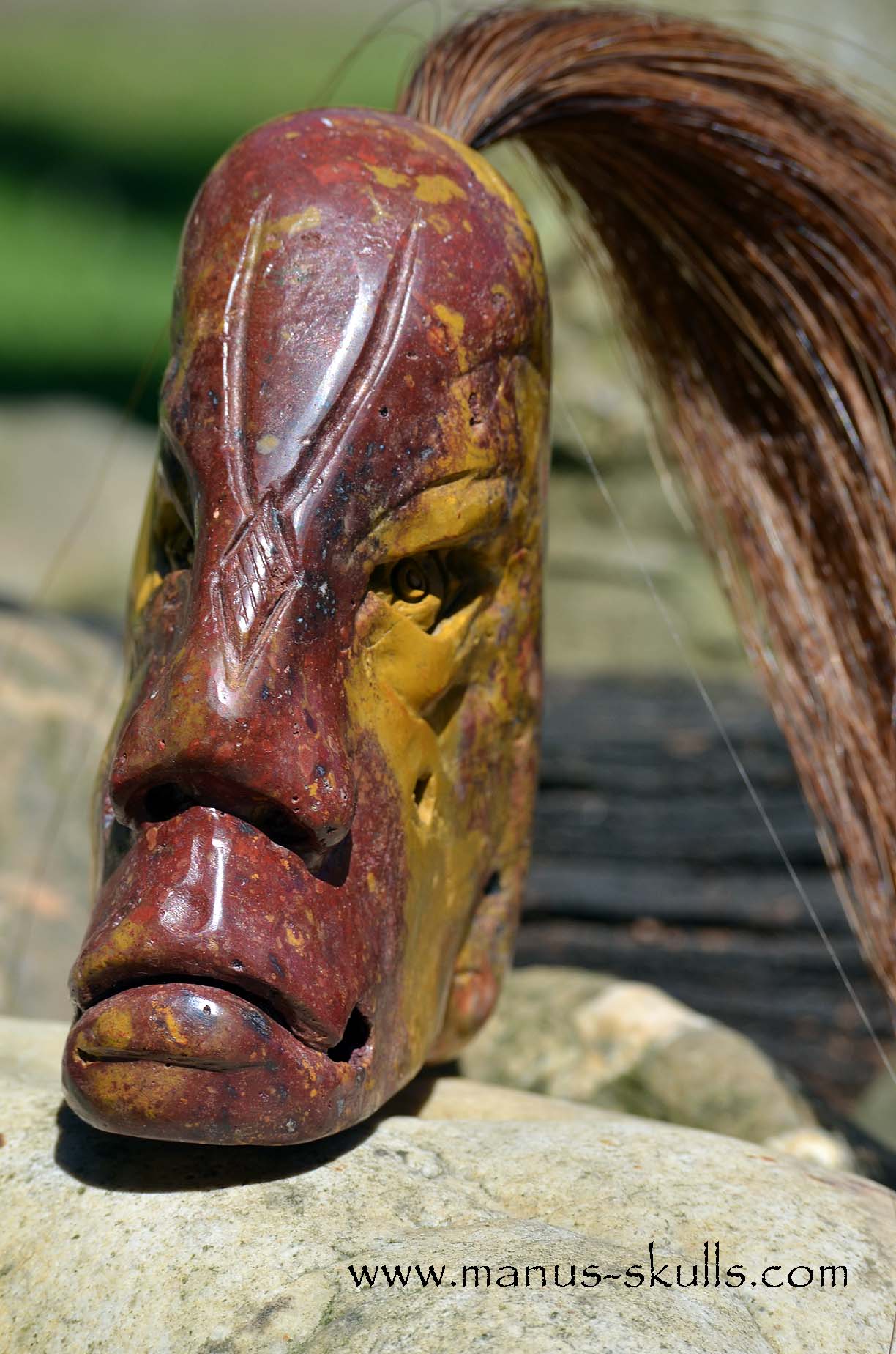 Red ~Yellow ~ Green Jasper Tribal Skull #50