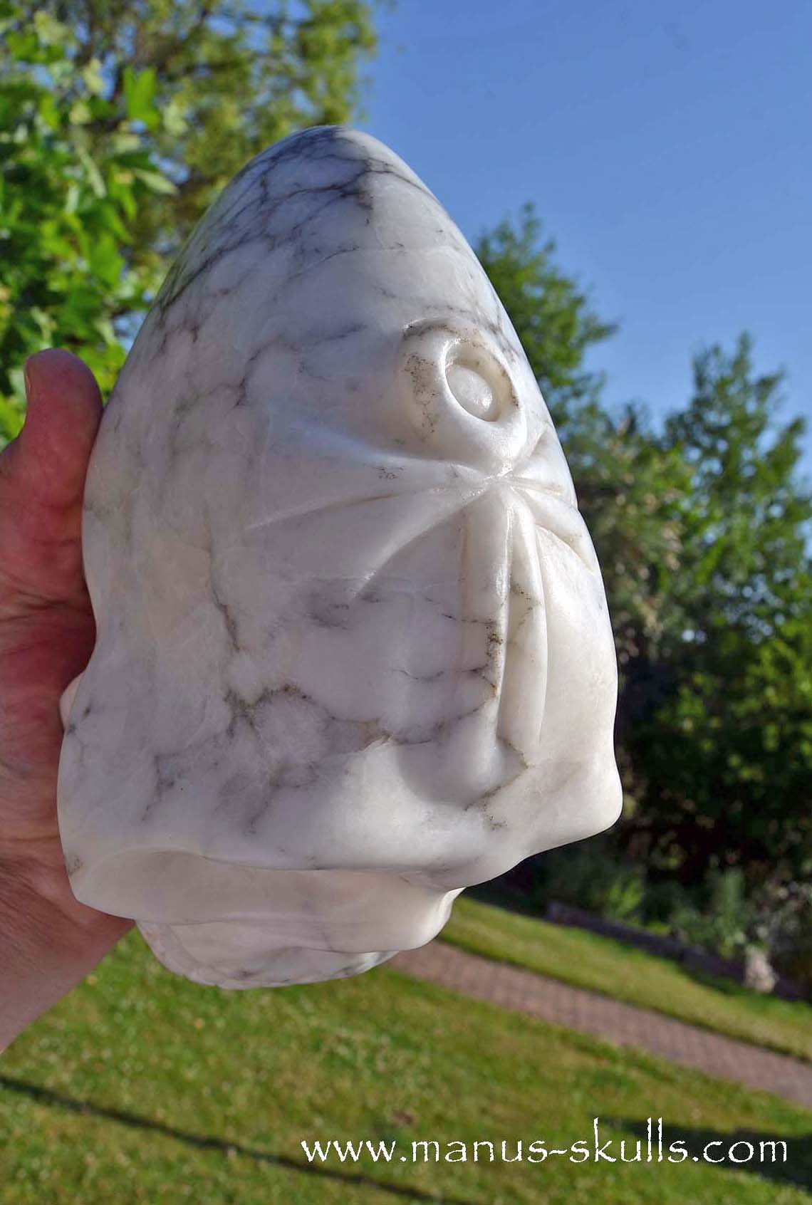 Large Alabaster Skull with Ankh Symbol