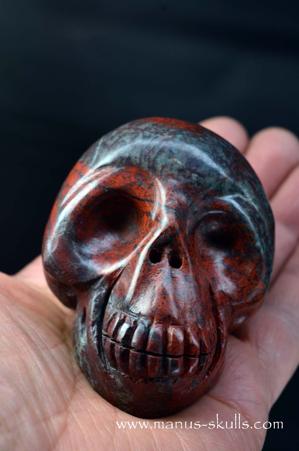 Manus skulls unique Crystal Carvings handmade skulls dragons pendants preseli bluestone tribals spiritual meaning wand Unicorn .. Sonora Sunrise Sunset Jasper