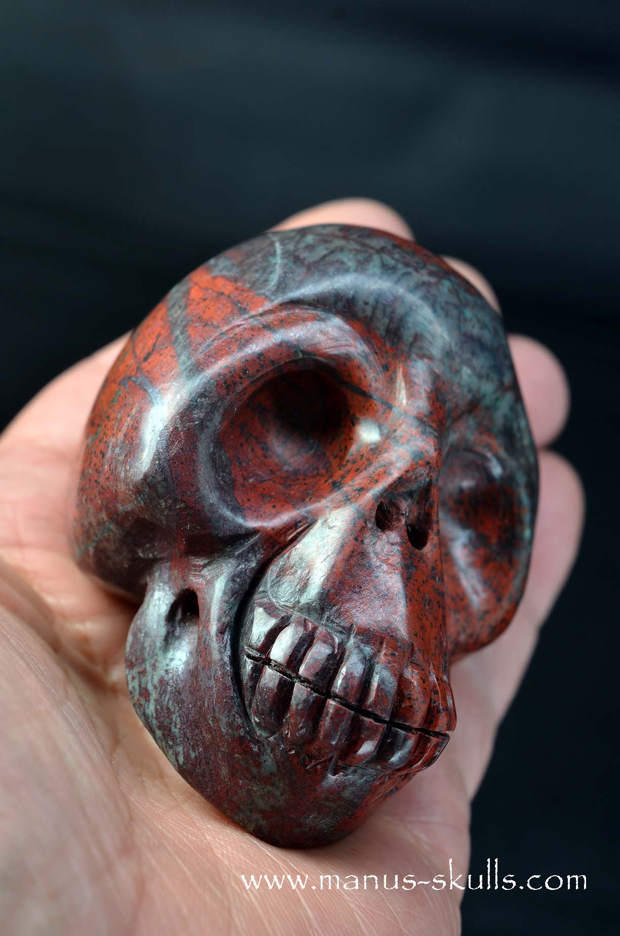 Manus skulls unique Crystal Carvings handmade skulls dragons pendants preseli bluestone tribals spiritual meaning wand Unicorn .. Sonora Sunrise Sunset Jasper