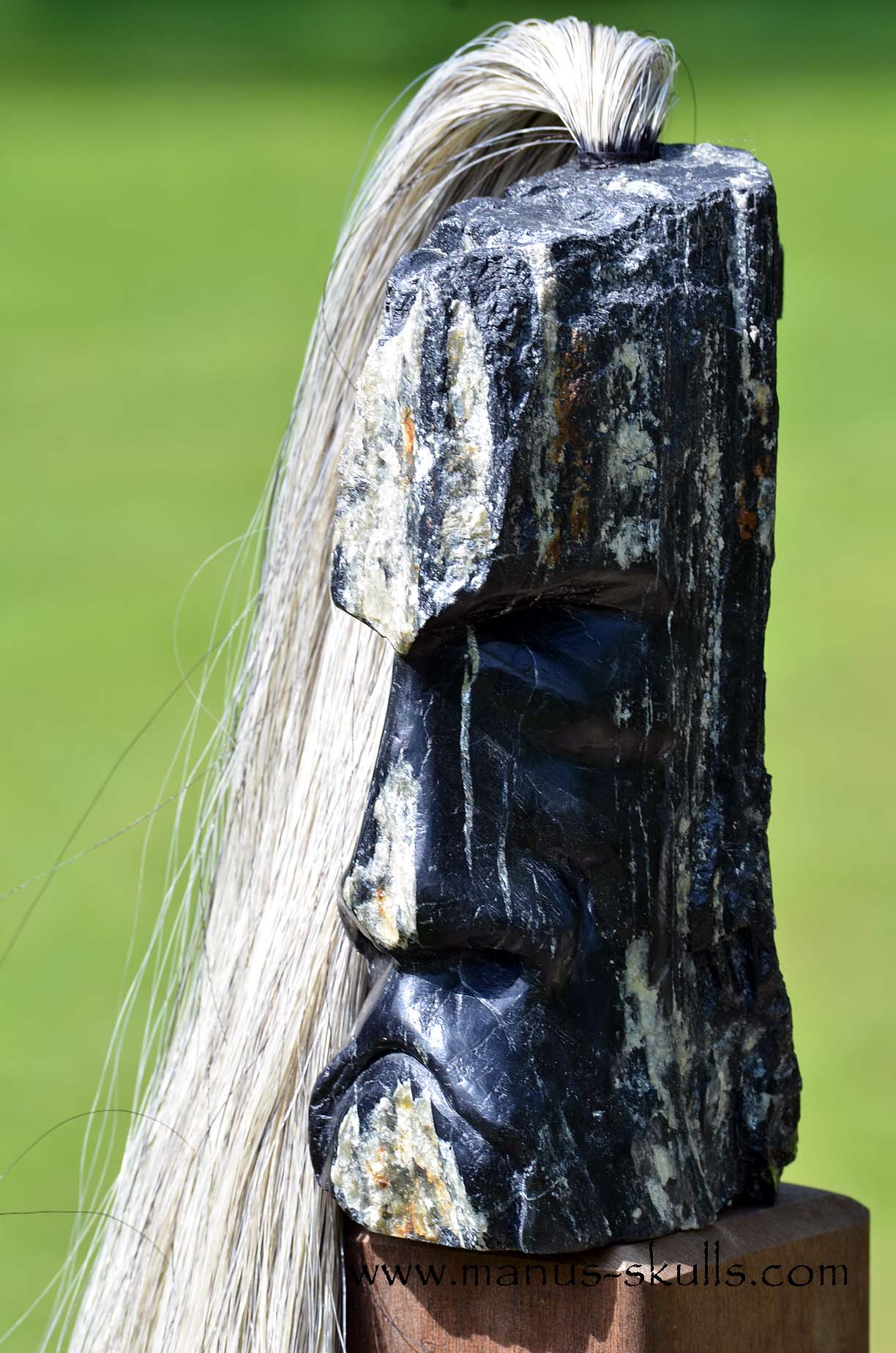 Black Tourmaline Tribal Skull #051