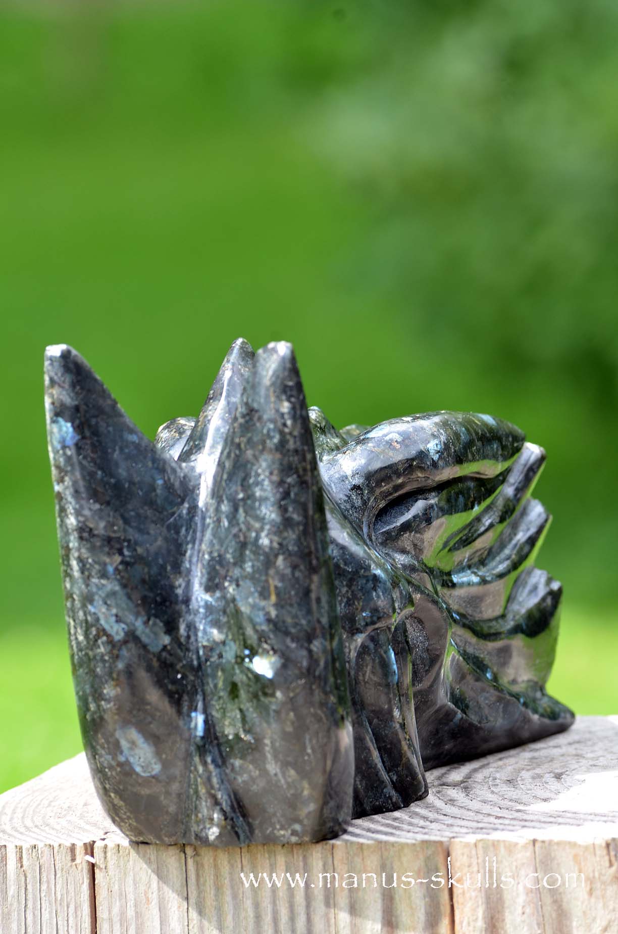 Manus skulls unique Crystal Carvings handmade skulls dragons pendants preseli bluestone tribals spiritual meaning wand Unicorn .. larvikite norwegian moonstone