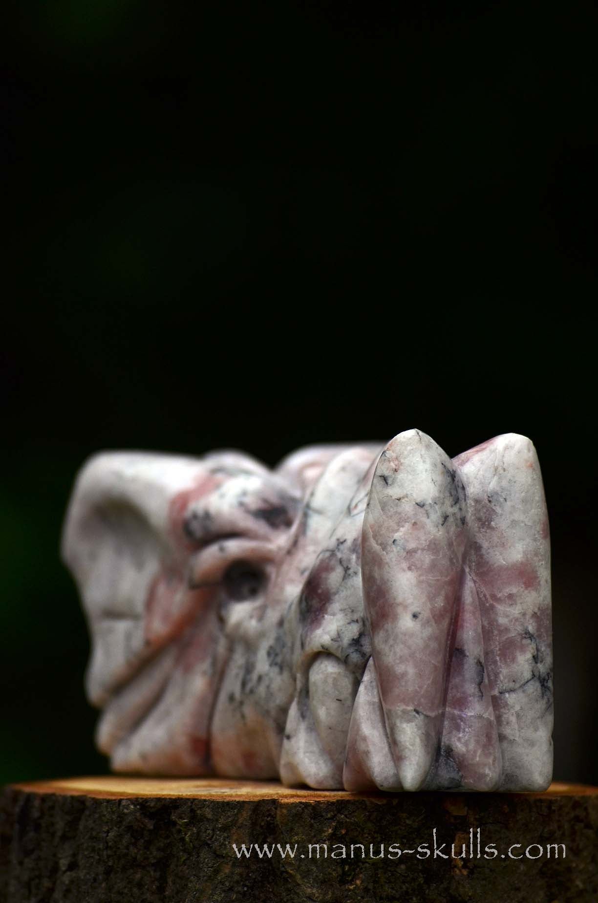 Manus skulls unique Crystal Carvings handmade skulls dragons pendants preseli bluestone tribals spiritual meaning wand Unicorn .. Petalite