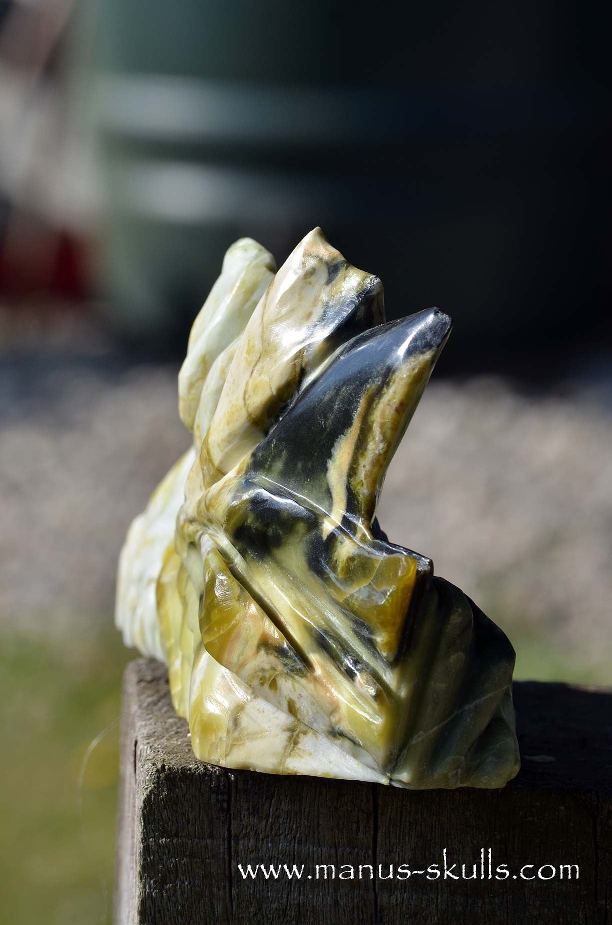 Manus skulls unique Crystal Carvings handmade skulls dragons pendants preseli bluestone tribals spiritual meaning wand Unicorn .. Connemara marble