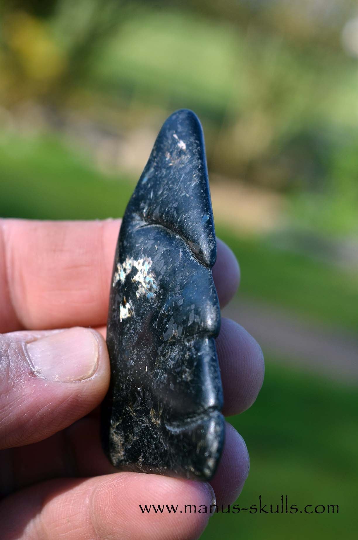 Nuummite Cuddlestone Meditation Conehead Skull