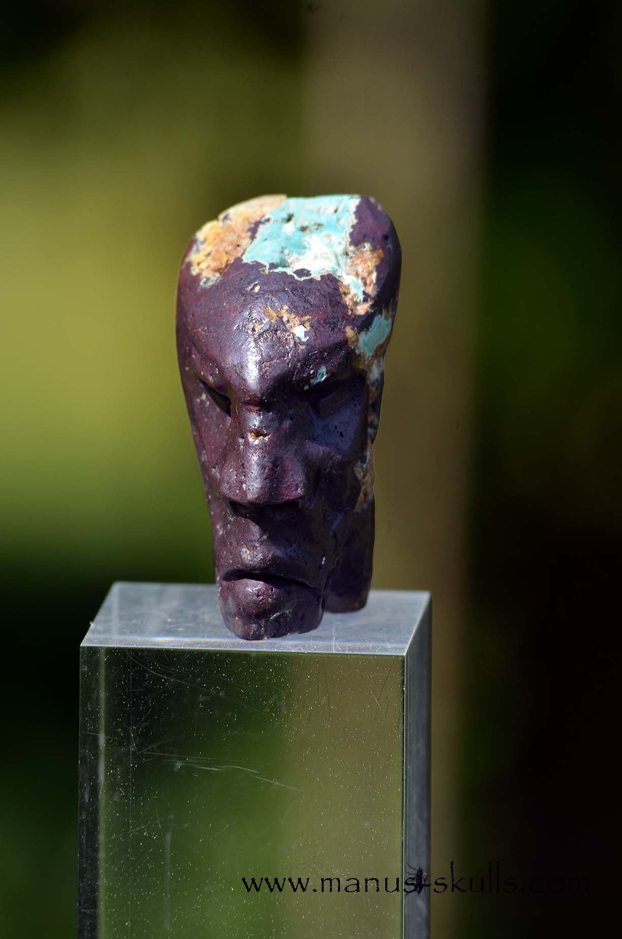 Cuprite with Turquoise Manus skulls unique Crystal Carvings handmade skulls dragons pendants preseli bluestone tribals spiritual meaning wand Unicorn ..