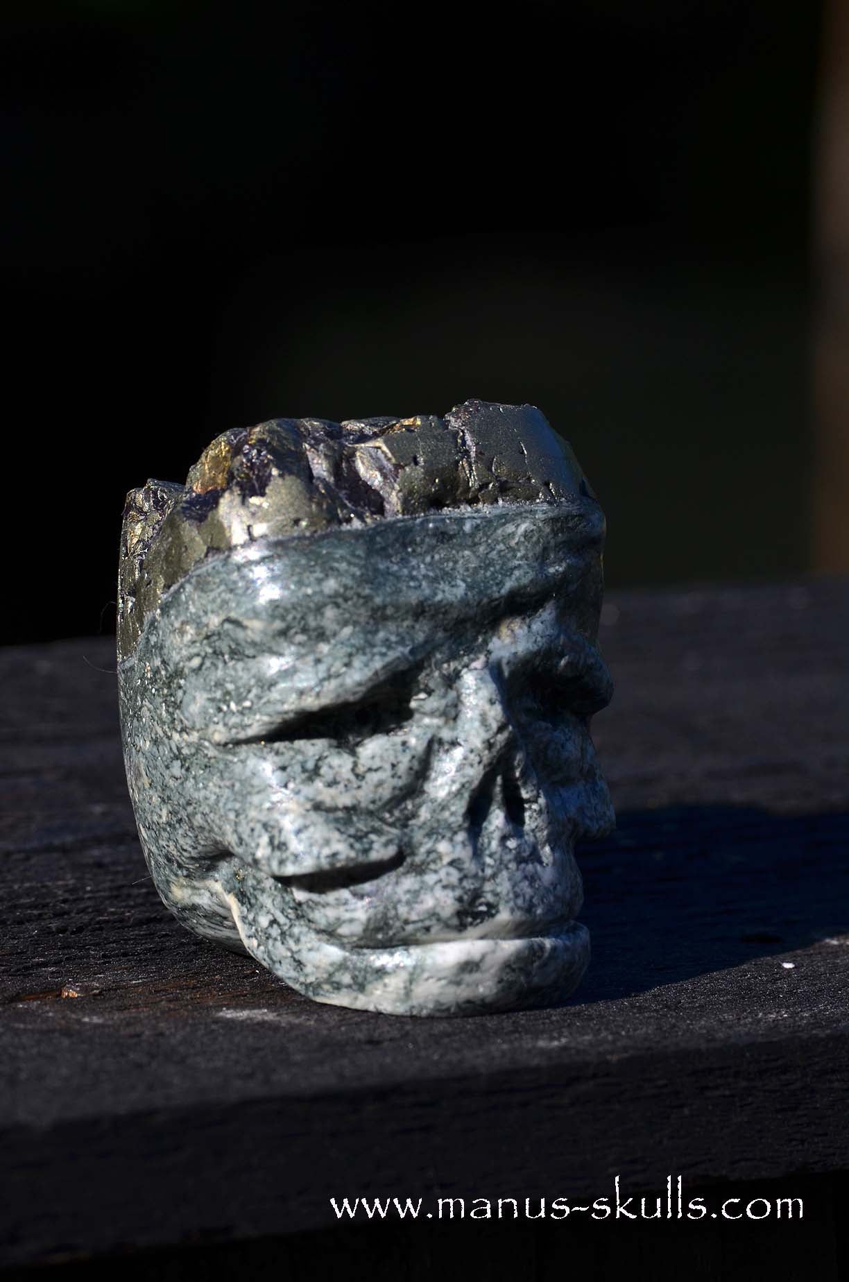 Manus skulls unique Crystal Carvings handmade skulls dragons pendants preseli bluestone tribals spiritual meaning .. Bornite peacock ore