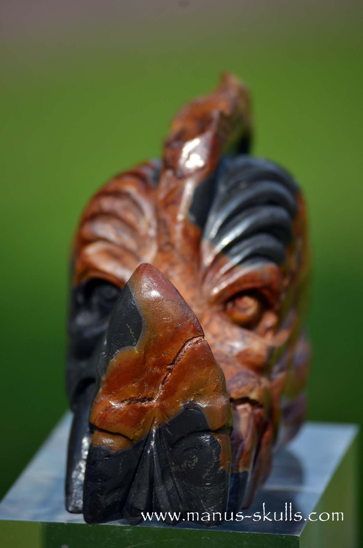 Manus skulls unique Crystal Carvings handmade skulls dragons pendants preseli bluestone tribals spiritual meaning wand Unicorn ..  Rainbow Jasper