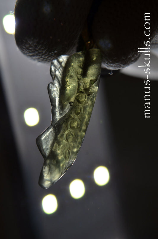 Moldavite Manus Dragon Pendant.
