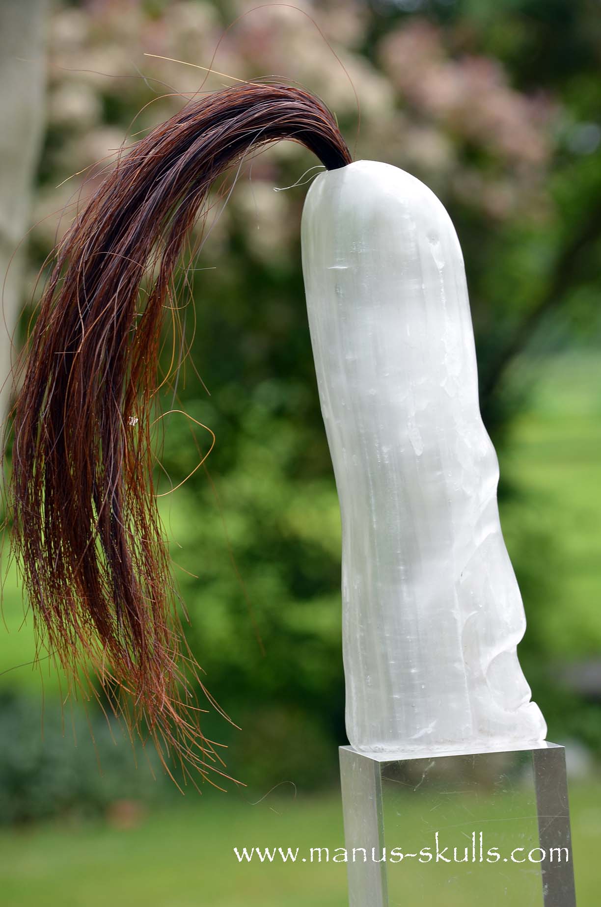 White Selenite Tribal Skull #042