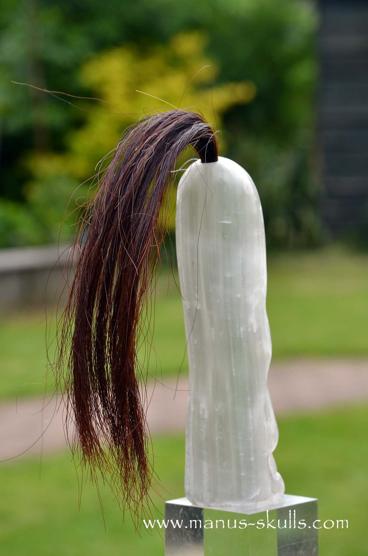 White Selenite Tribal Skull #042