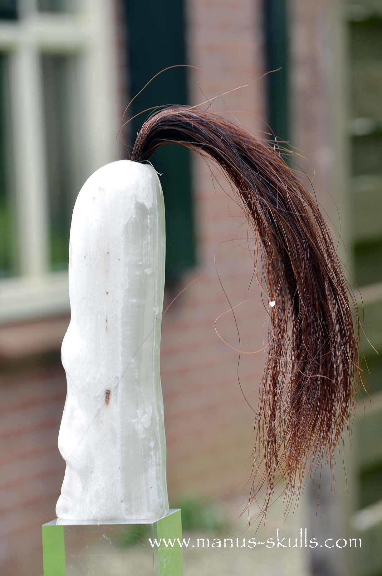 White Selenite Tribal Skull #042