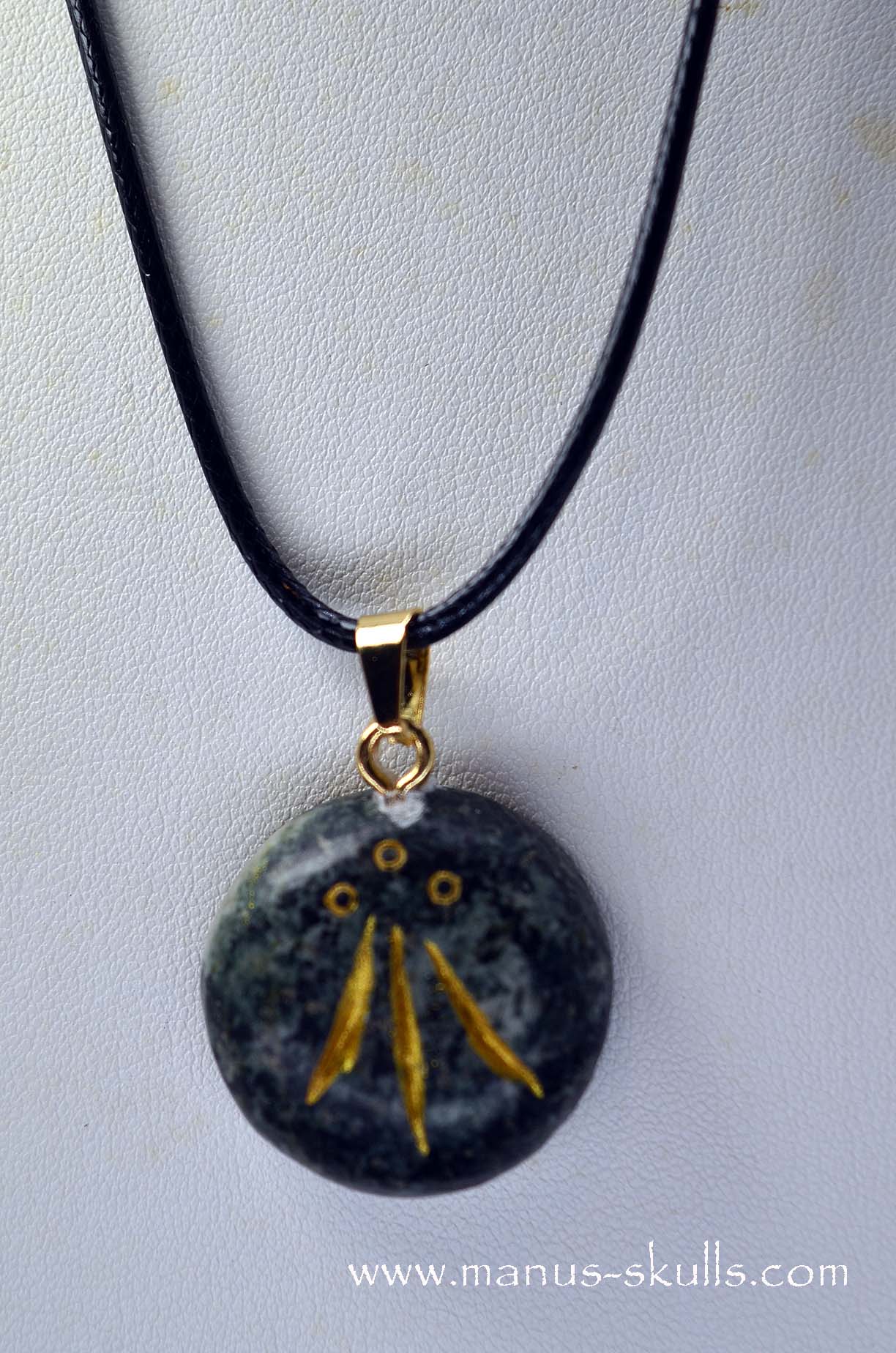 PRESELI BLUESTONE Pendant with Gold colored etched AWEN Symbol .....