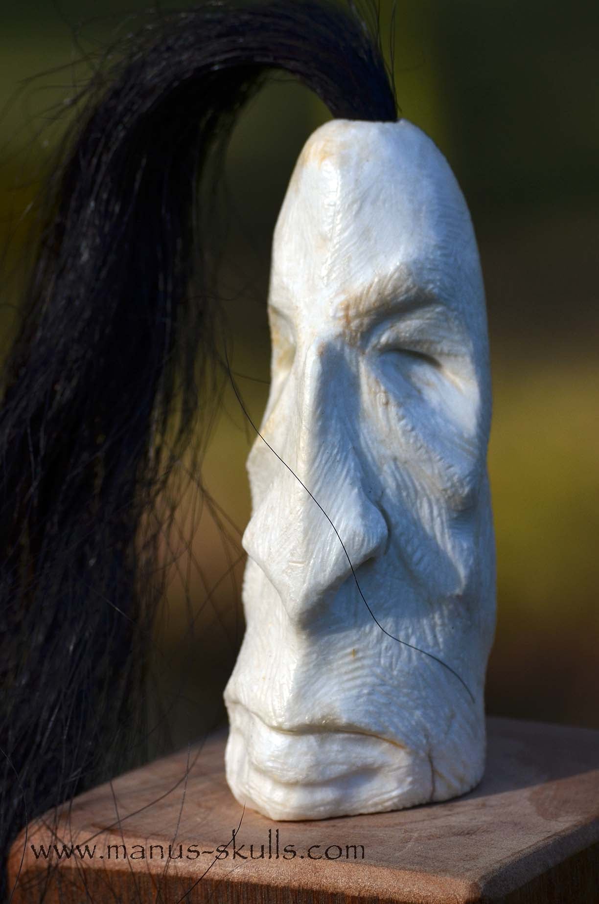 White Steatite Tribal Skull  #017