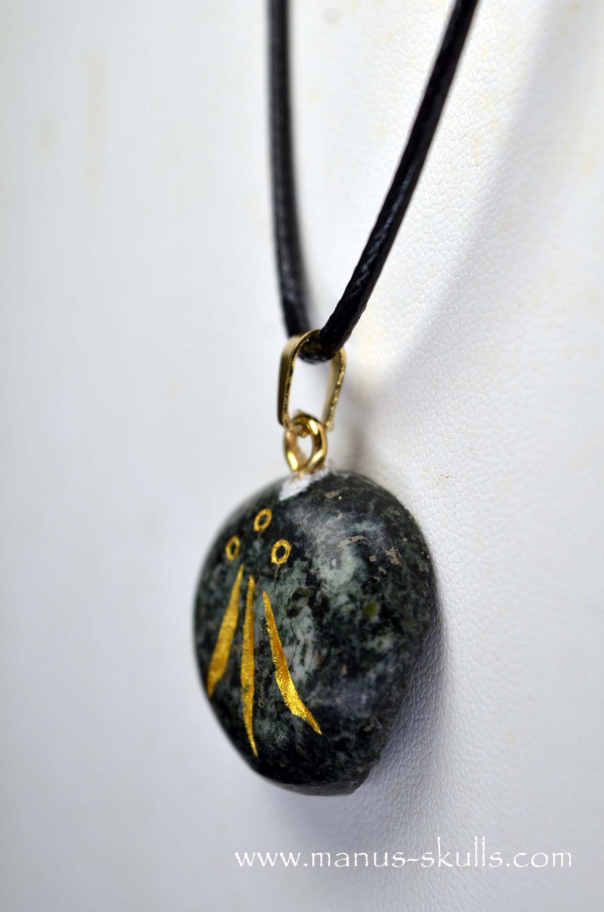 PRESELI BLUESTONE Pendant with Gold colored etched AWEN Symbol .....