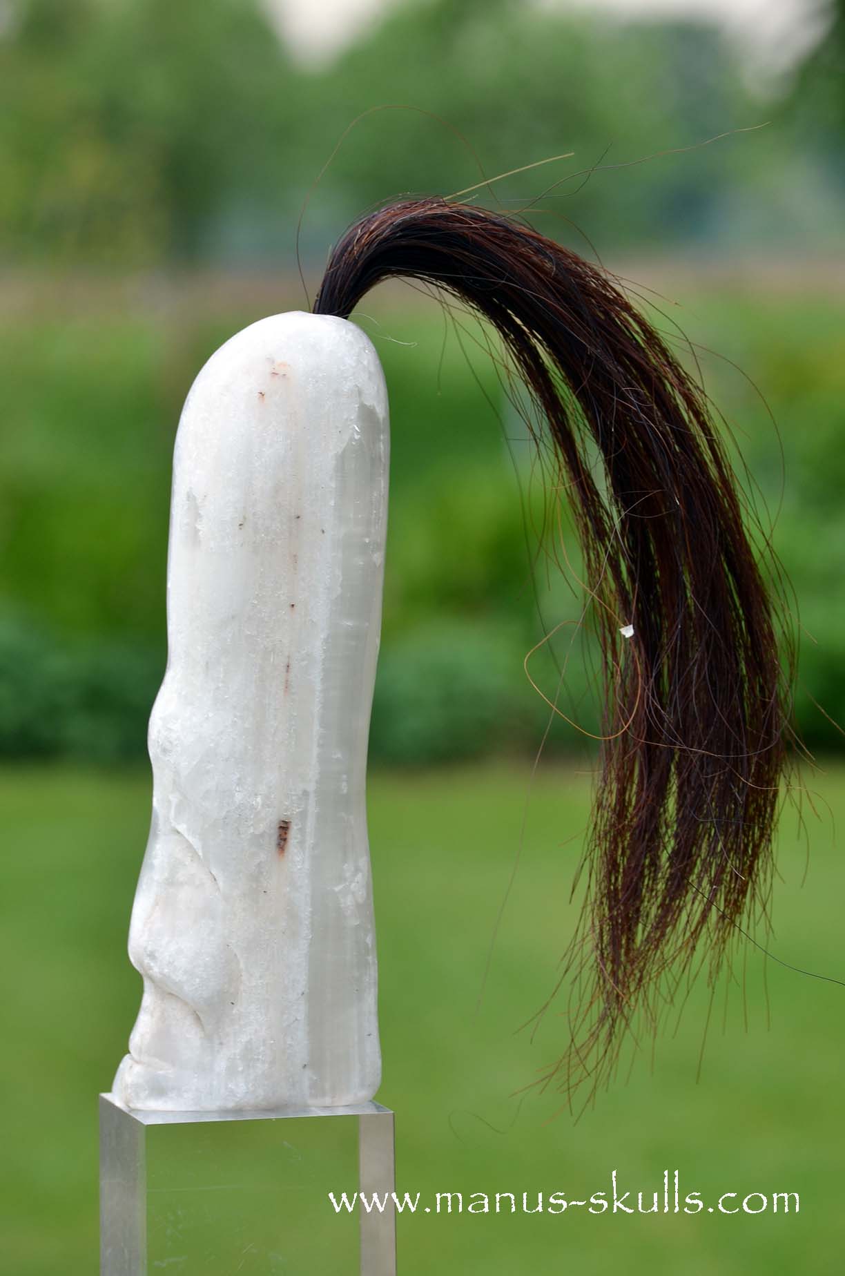 White Selenite Tribal Skull #042